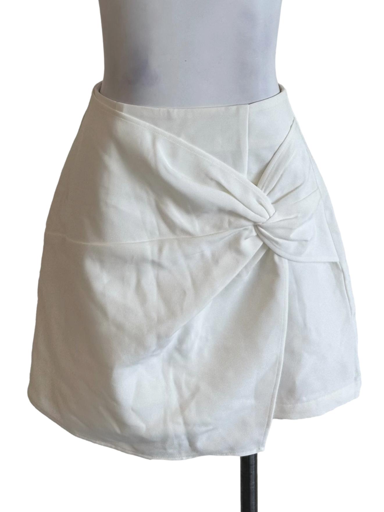Ivory White Side Knot Mini Skorts