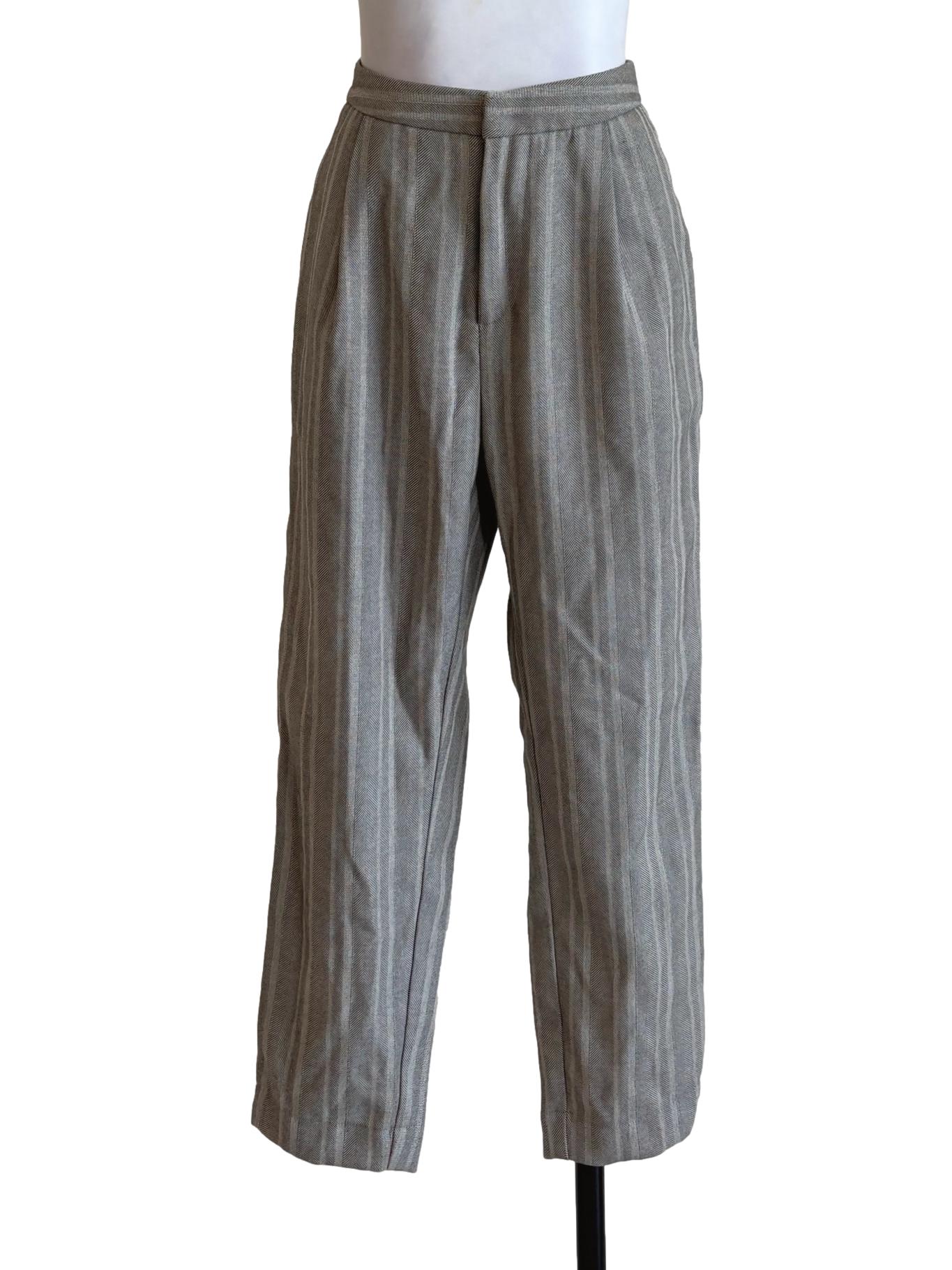 Grey Stripes Pegged Pants