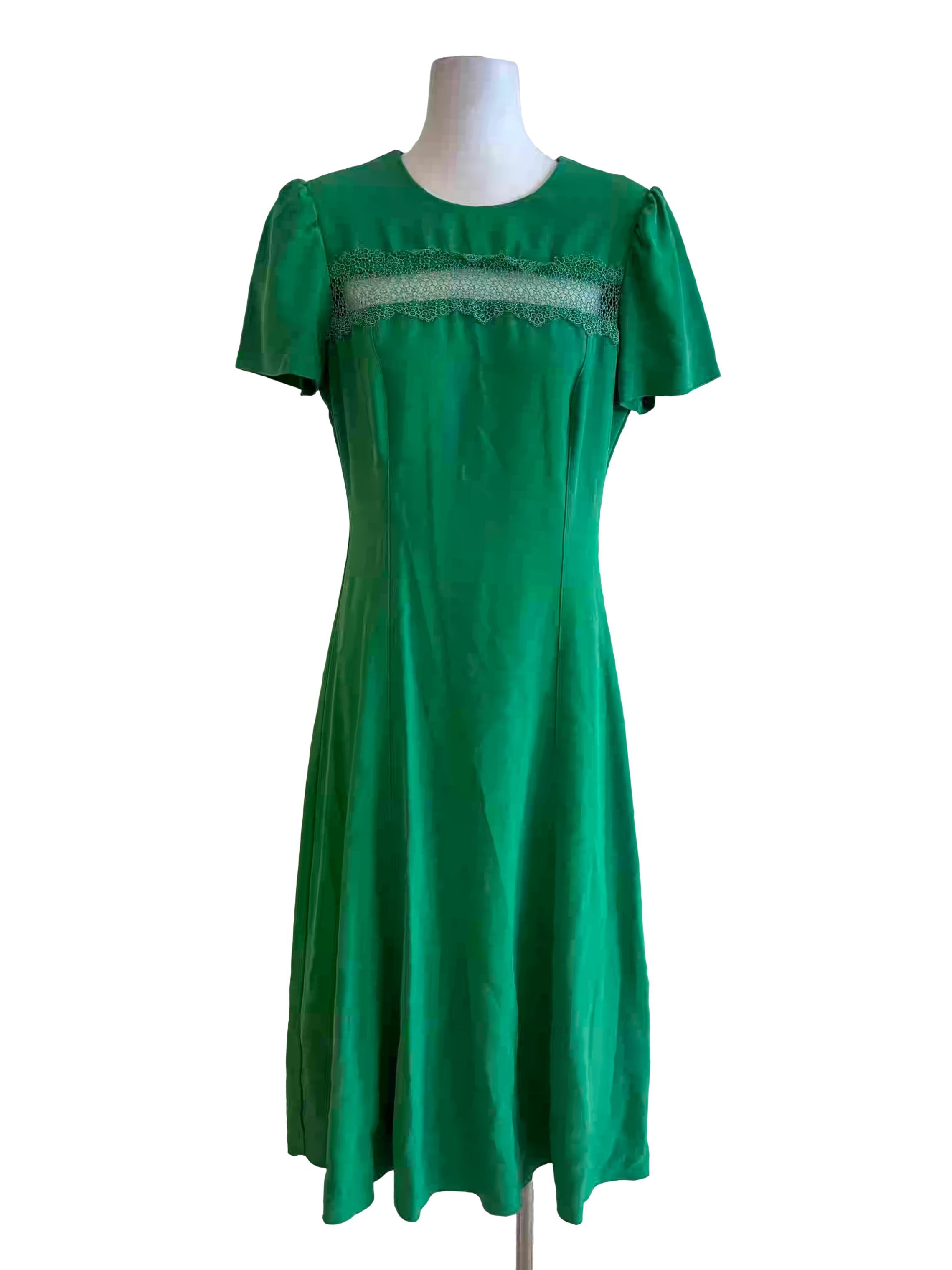 Lime Green Short Sleeve Flare Dress