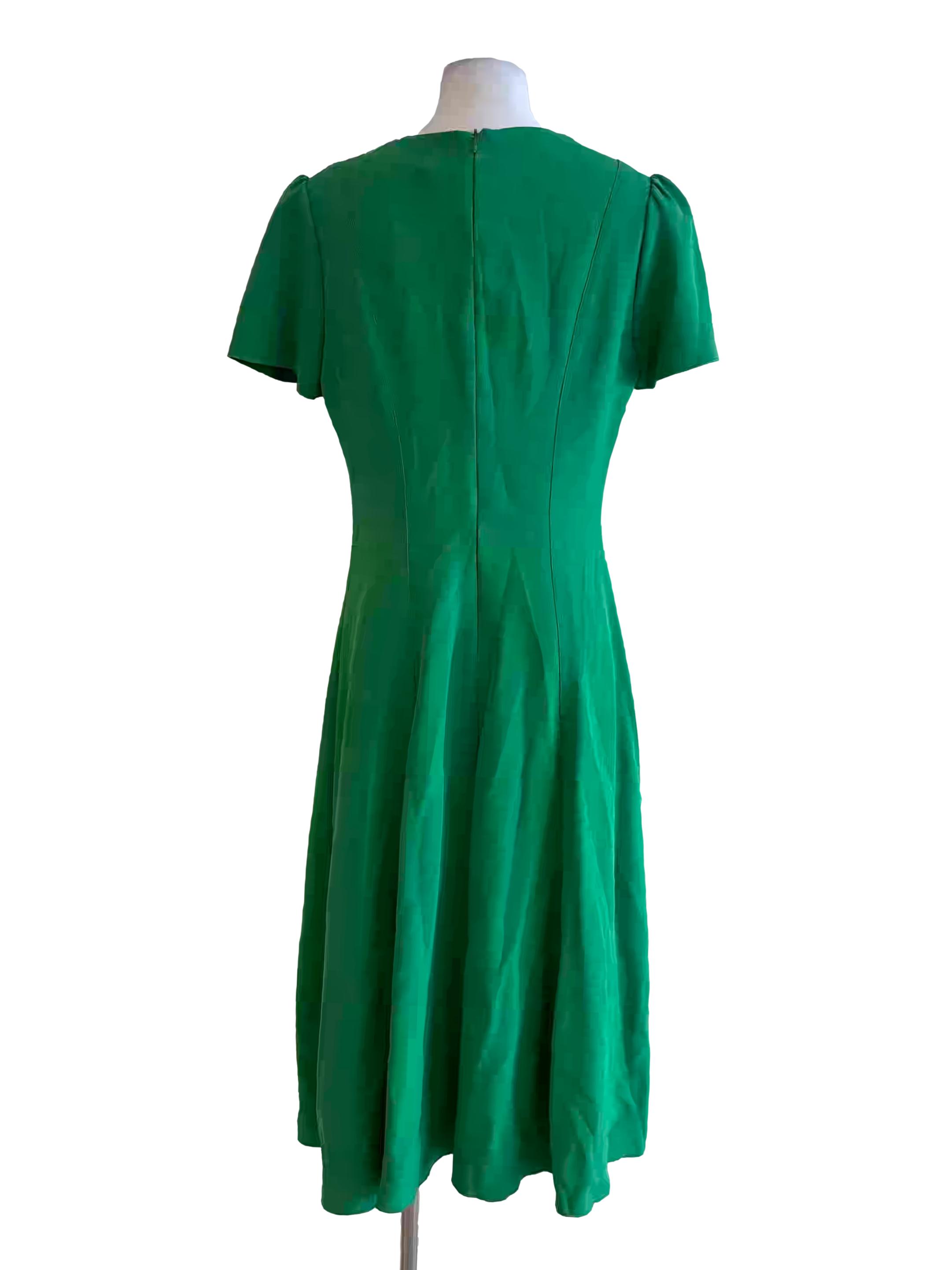 Lime Green Short Sleeve Flare Dress