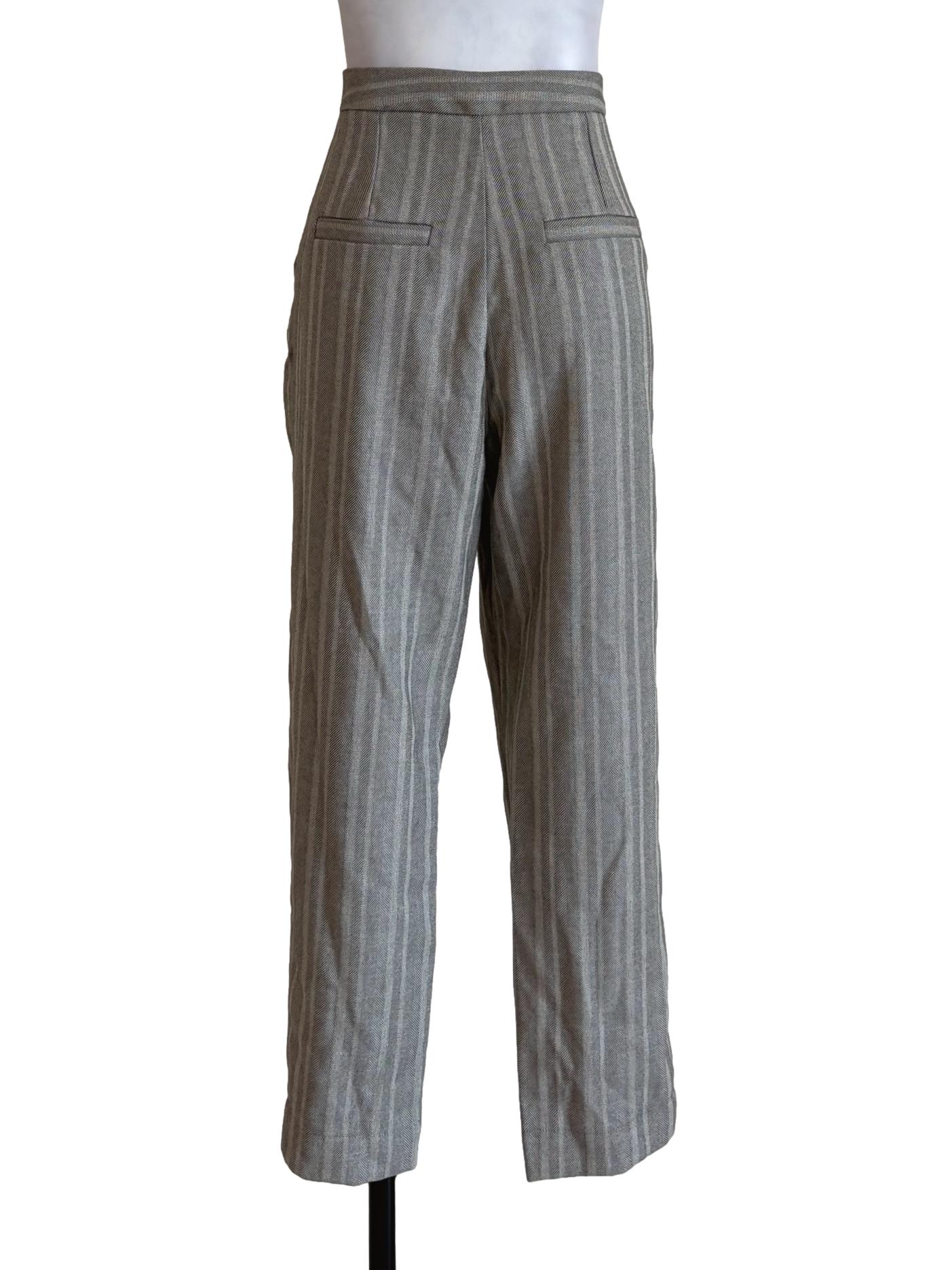 Grey Stripes Pegged Pants