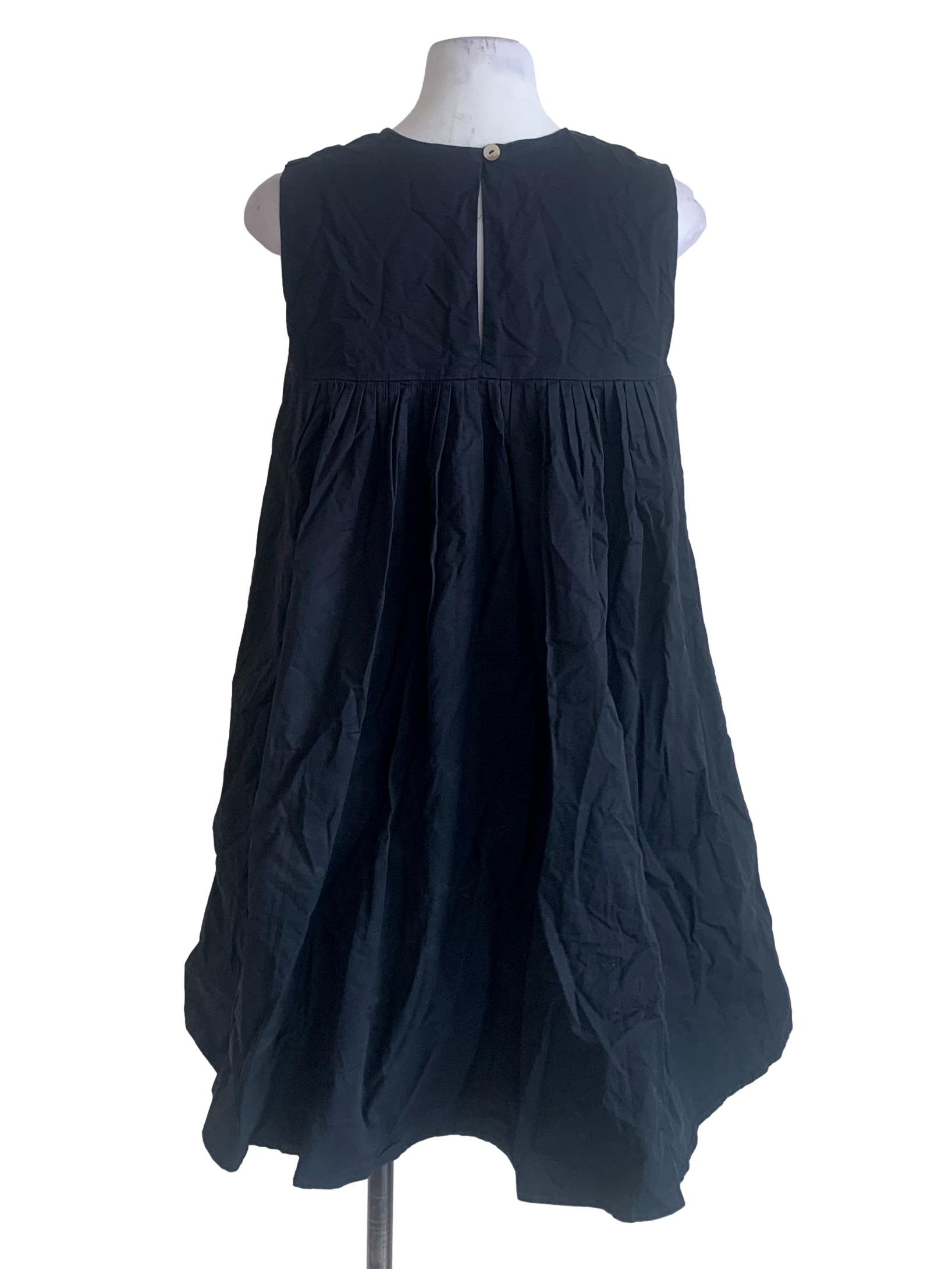 Blue Round Neck Drop Waist
