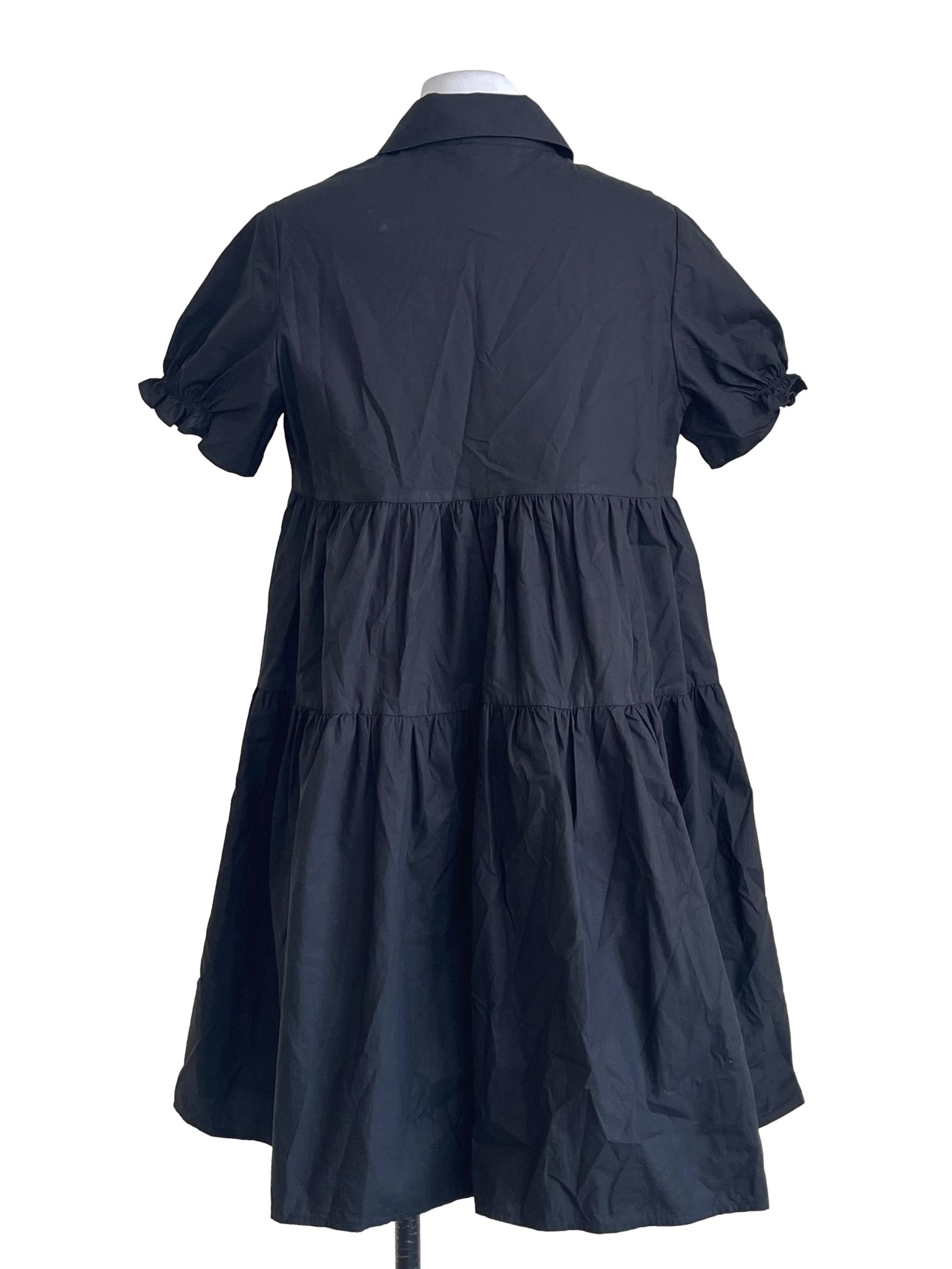 Pitch Black Short Sleeve Tiered Dress