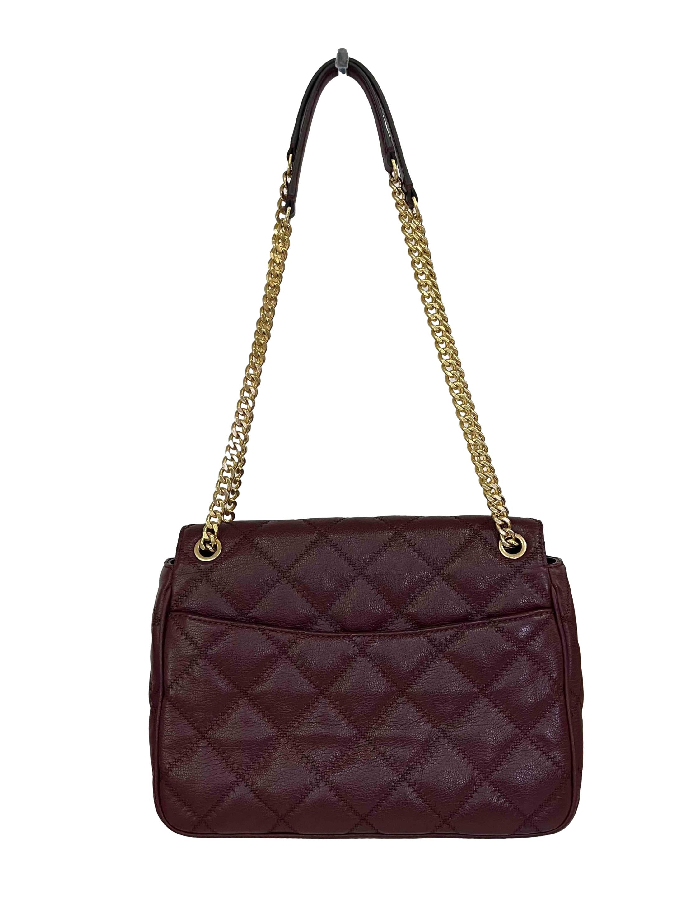 Maroon Leather Quilted Handbag CSN