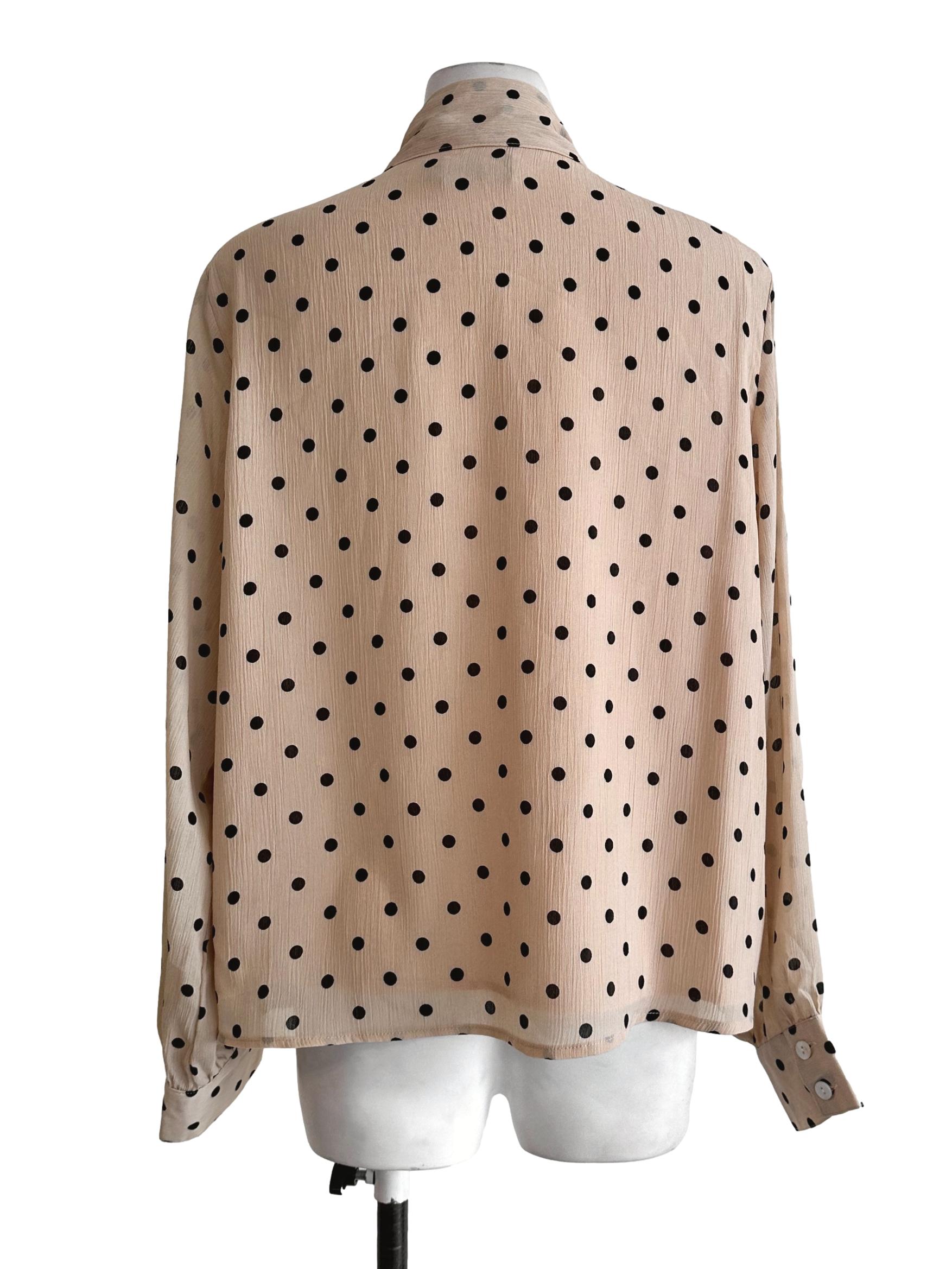Latte Beige Polka Dot Pattern Blouse TCL