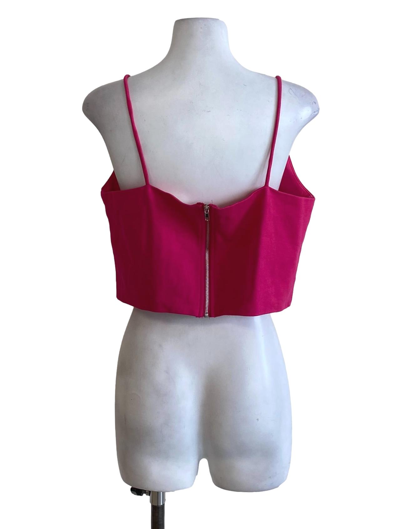 Hot Pink Sweetheart Spaghetti Strap Cropped Top
