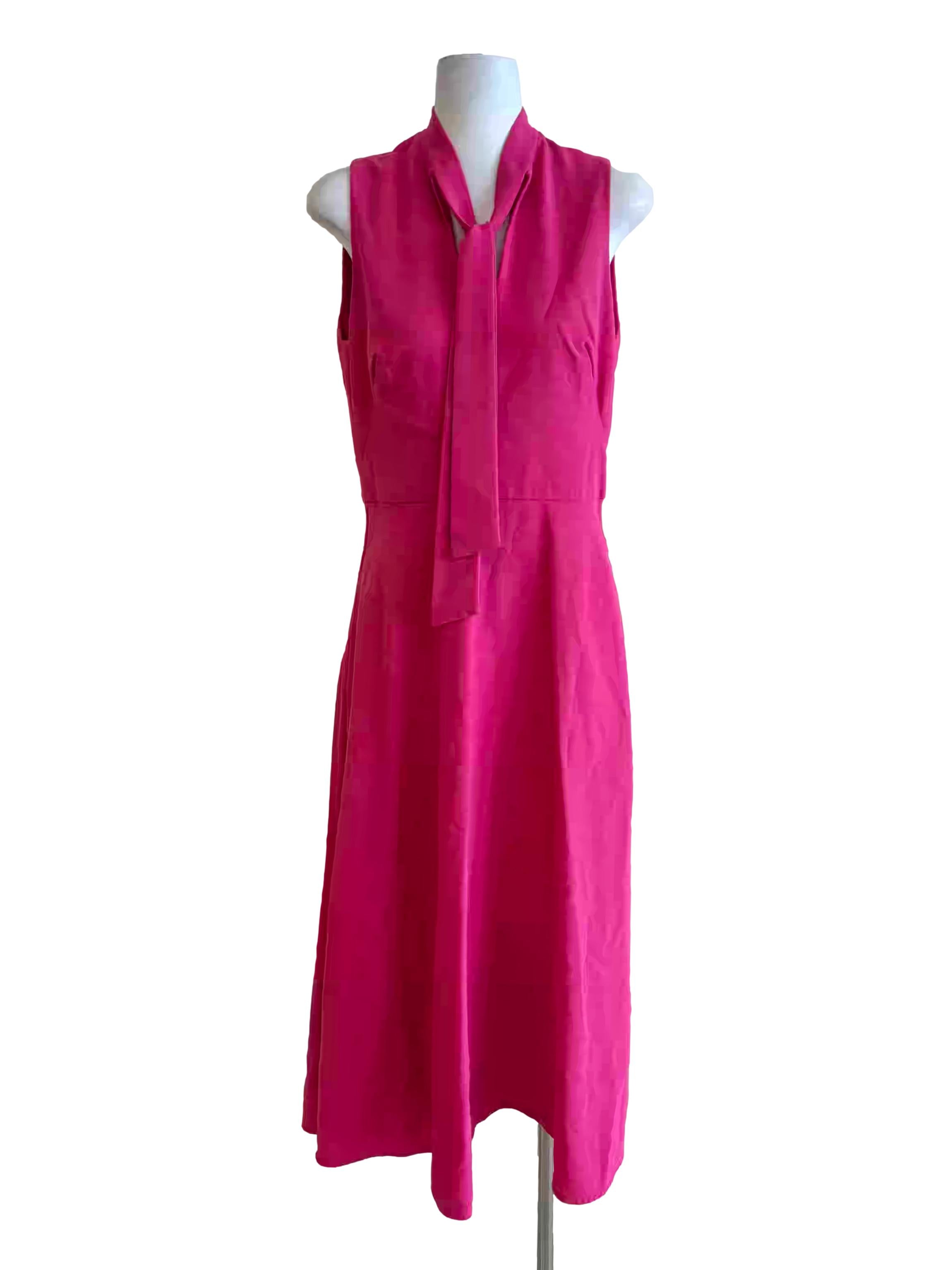 Hot Pink Sleeveless A-Line Dress