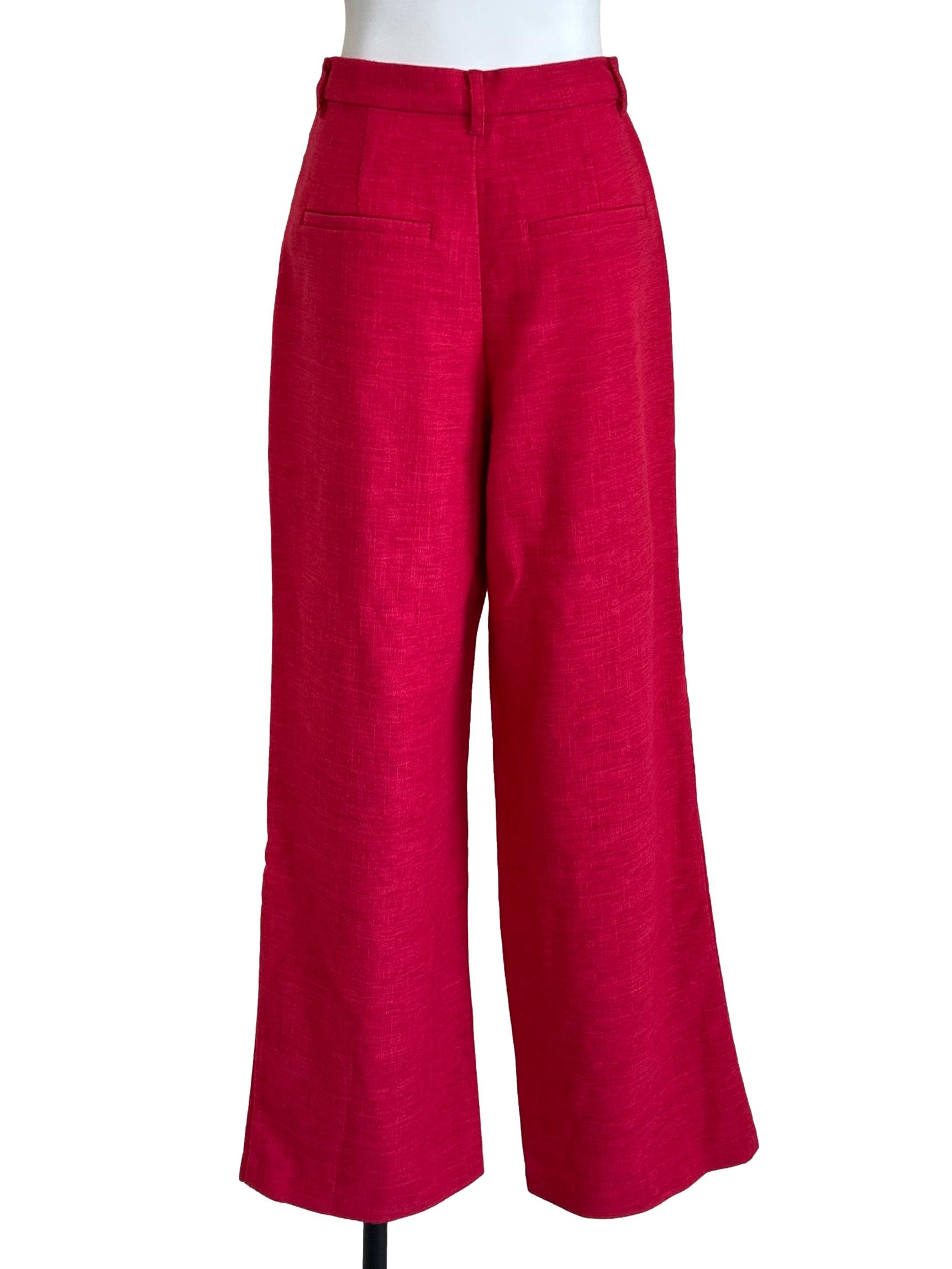 Hot Pink Wide Leg Tweed Trousers