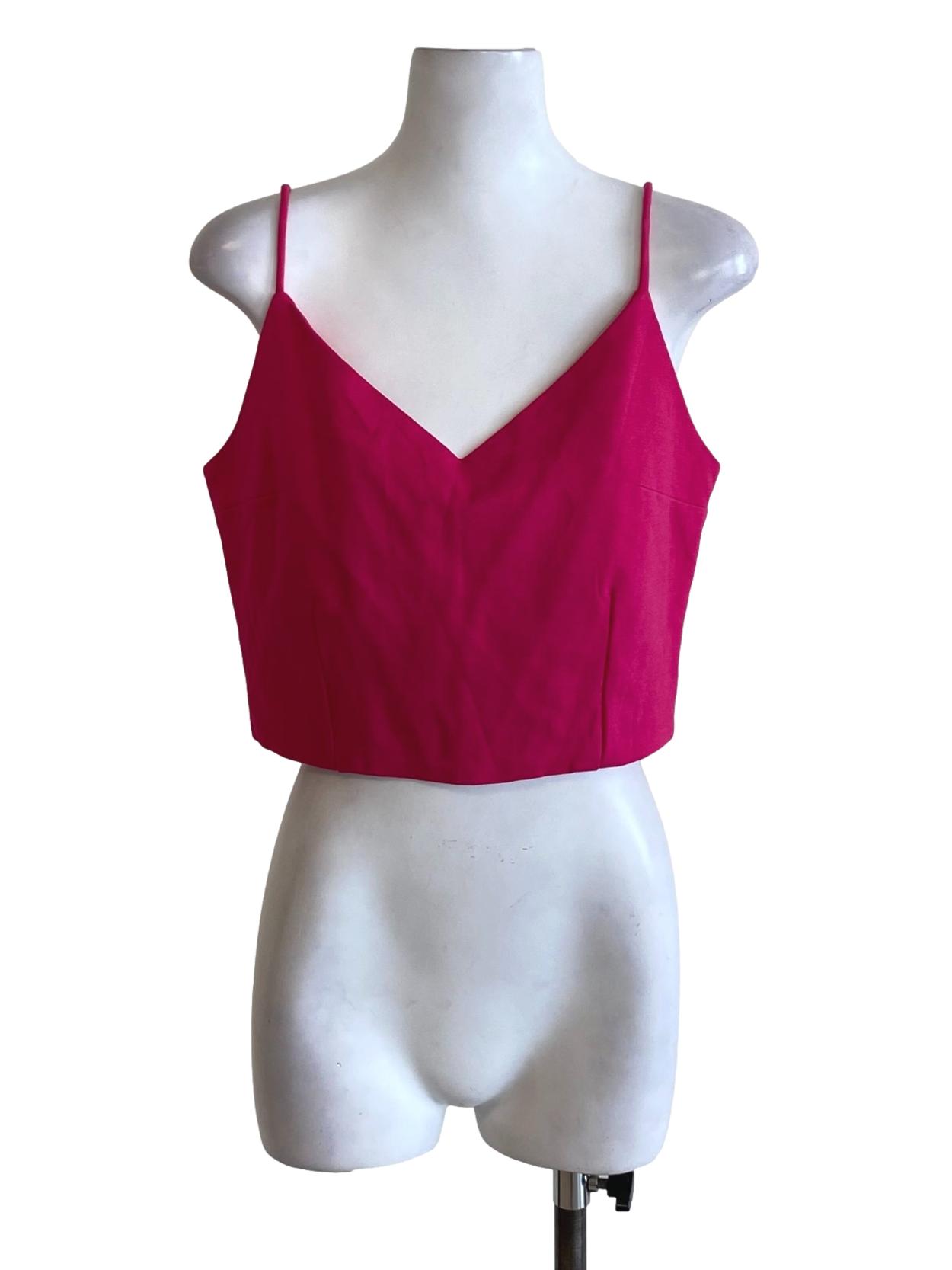Hot Pink Sweetheart Spaghetti Strap Cropped Top