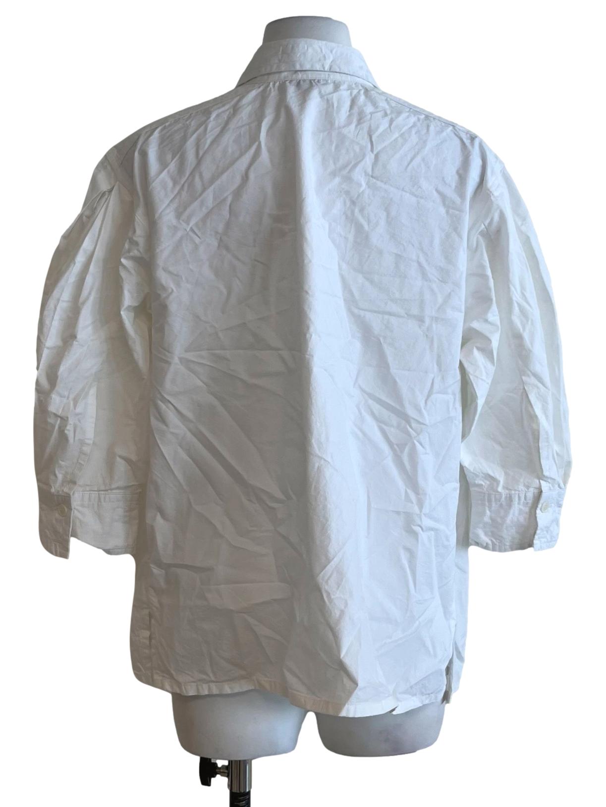 White Wing Collar Button-Down Blouse