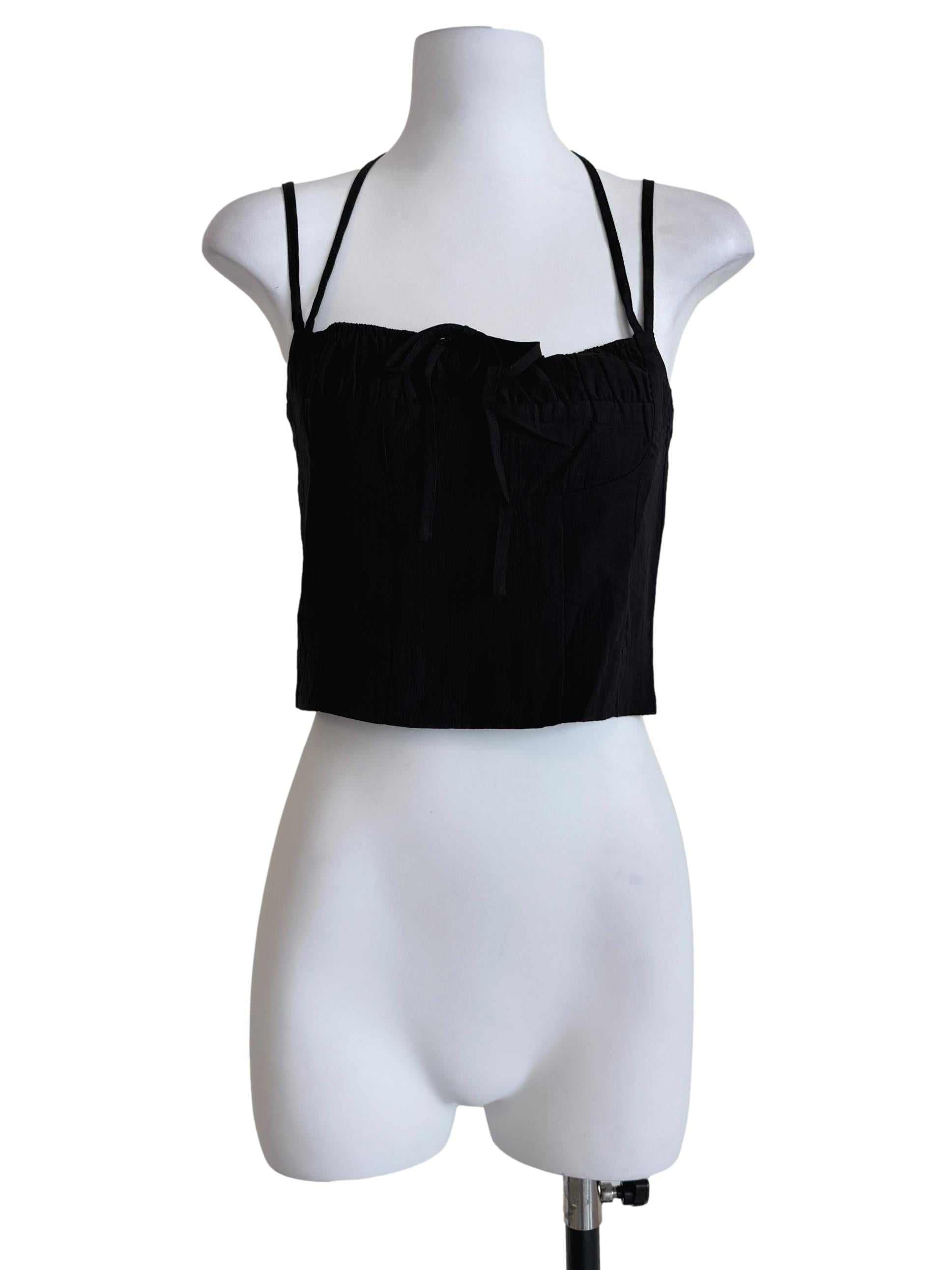 Black Julieta Tie Front Bustier Top