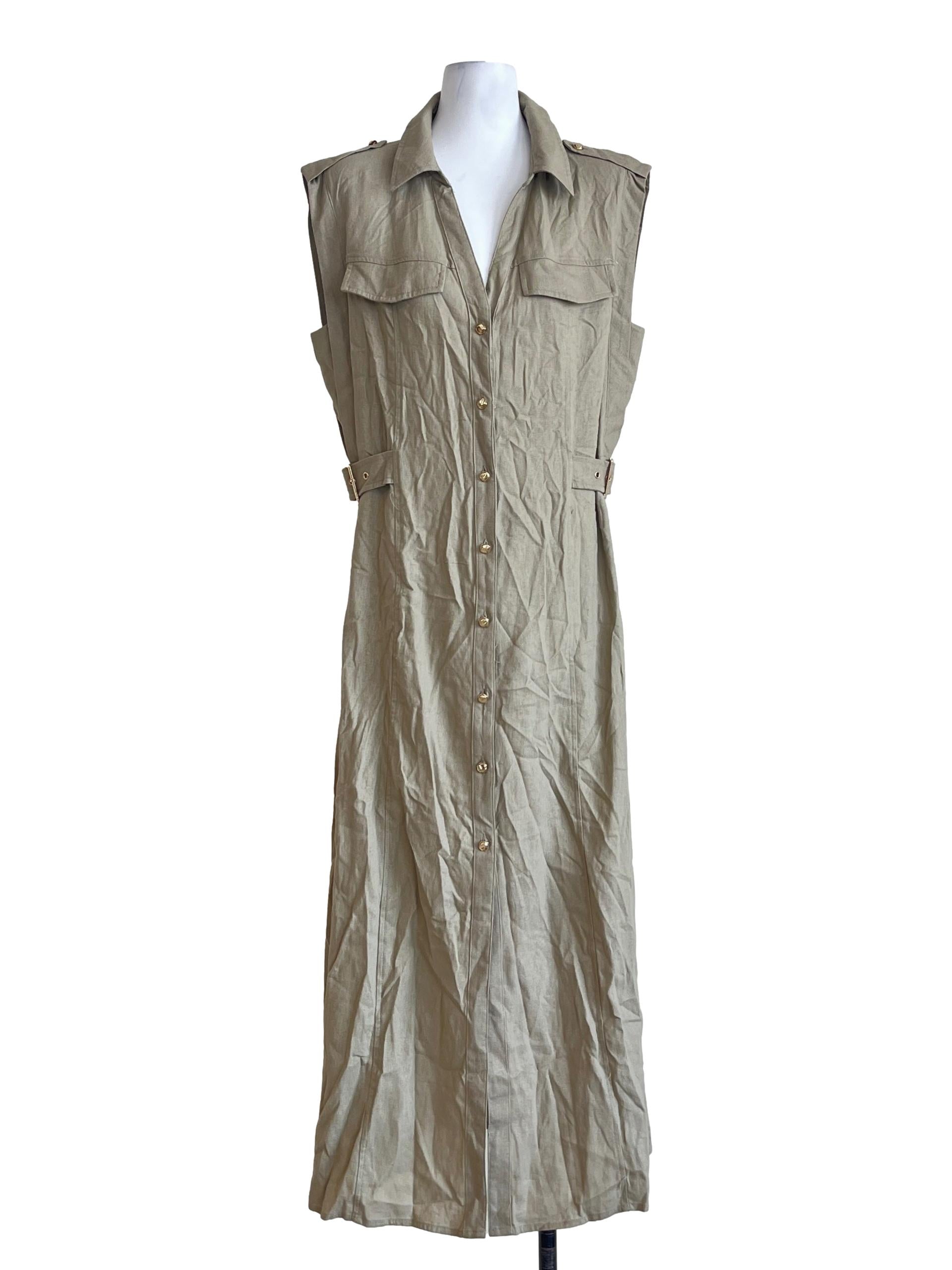 Beige Button Down Shirt Dress