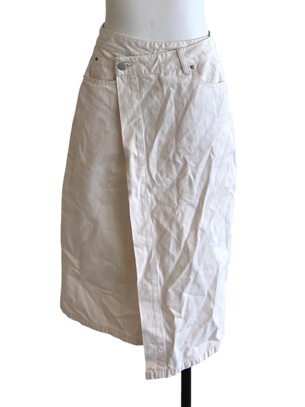 White & Black Small Dot Asymmetric Jeans Skirt LB