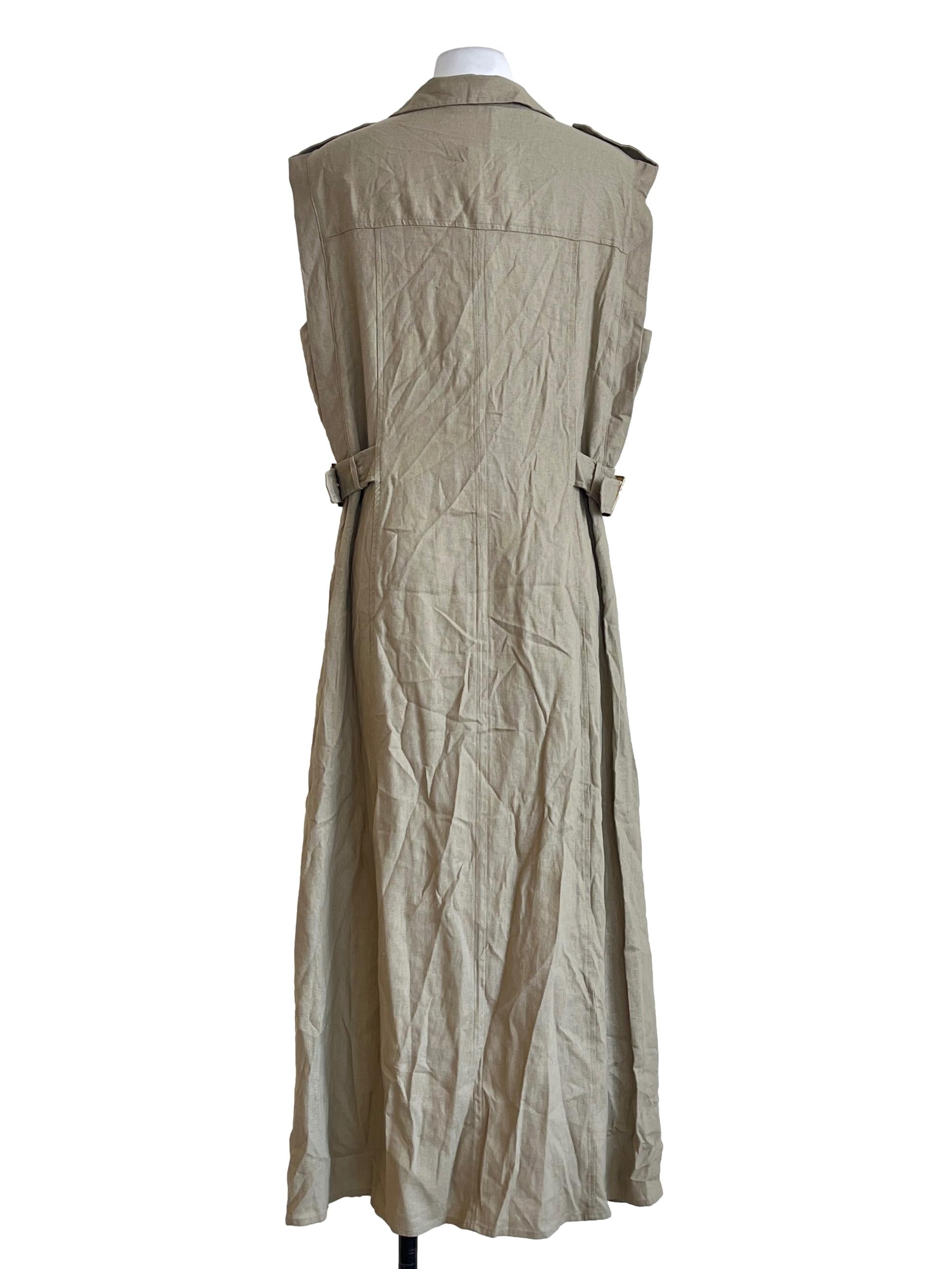 Beige Button Down Shirt Dress