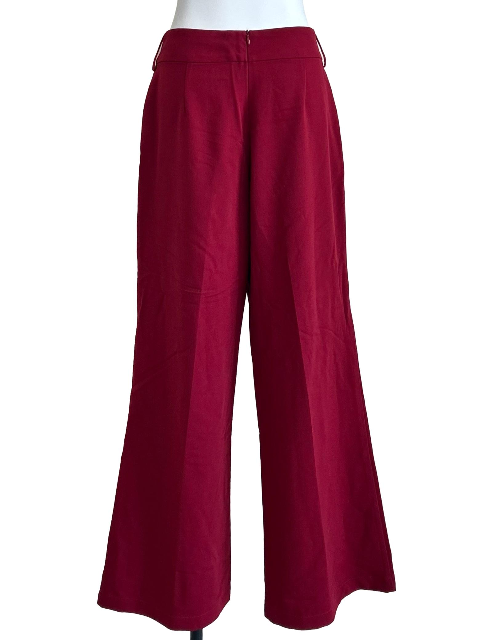 Maroon Tailored Wide Leg Trousers