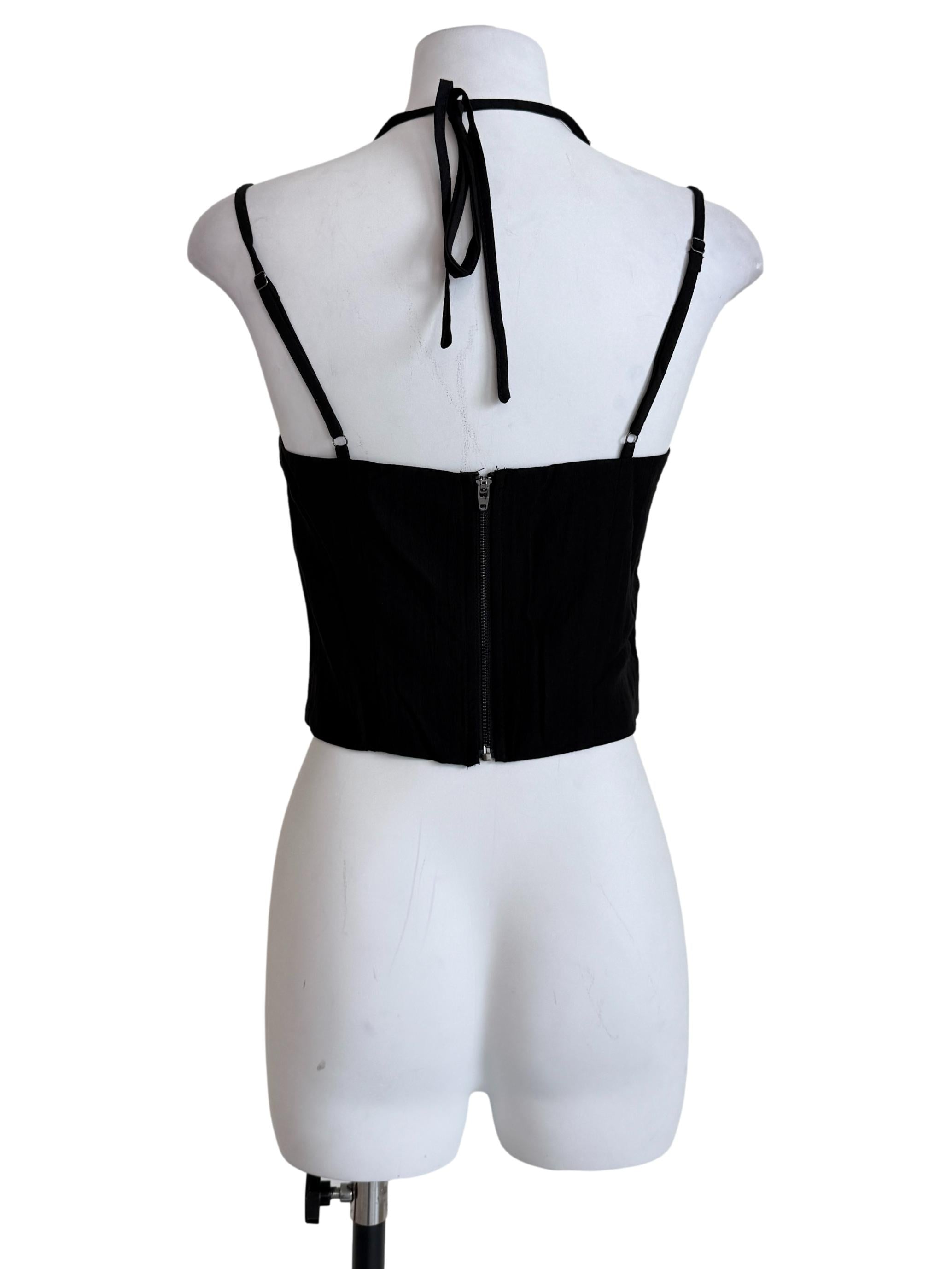 Black Julieta Tie Front Bustier Top