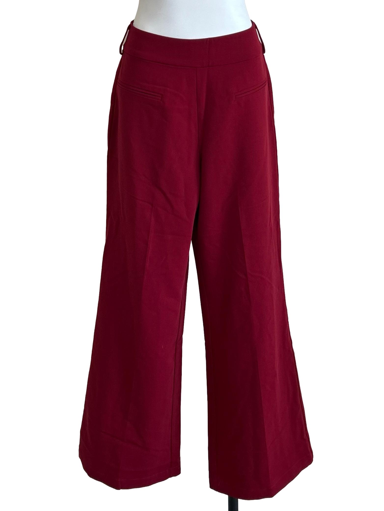 Maroon Tailored Wide Leg Trousers