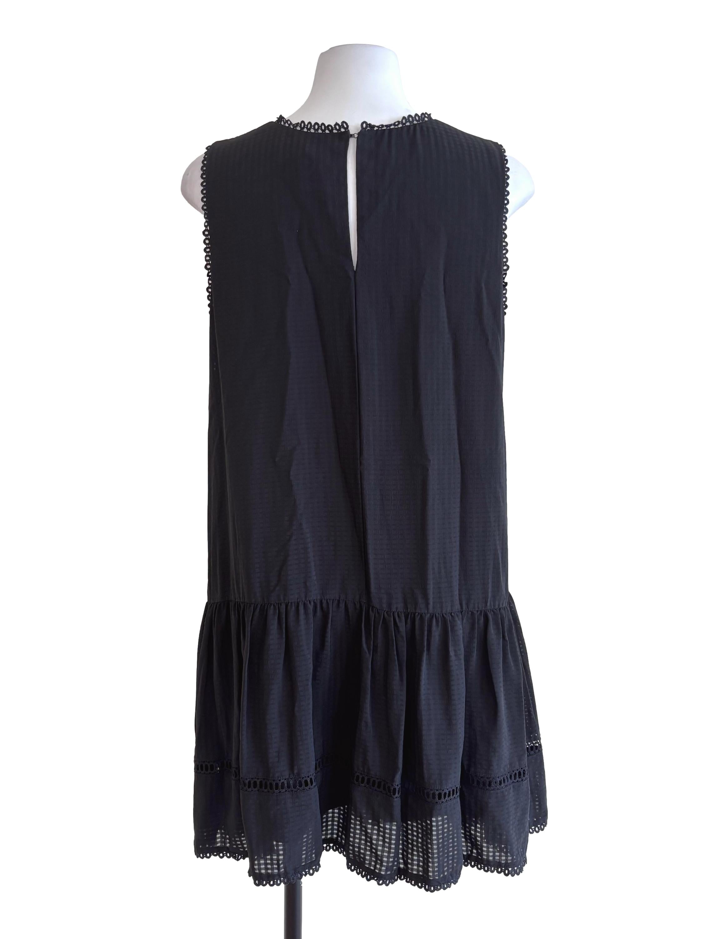 Black Eyelet Detail Sleeveless Dress