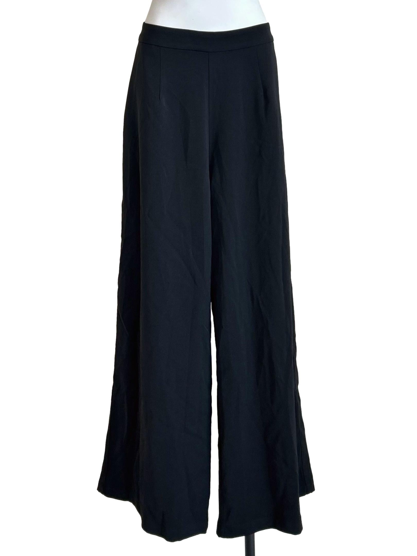 Black Flowy Wide Leg Trousers