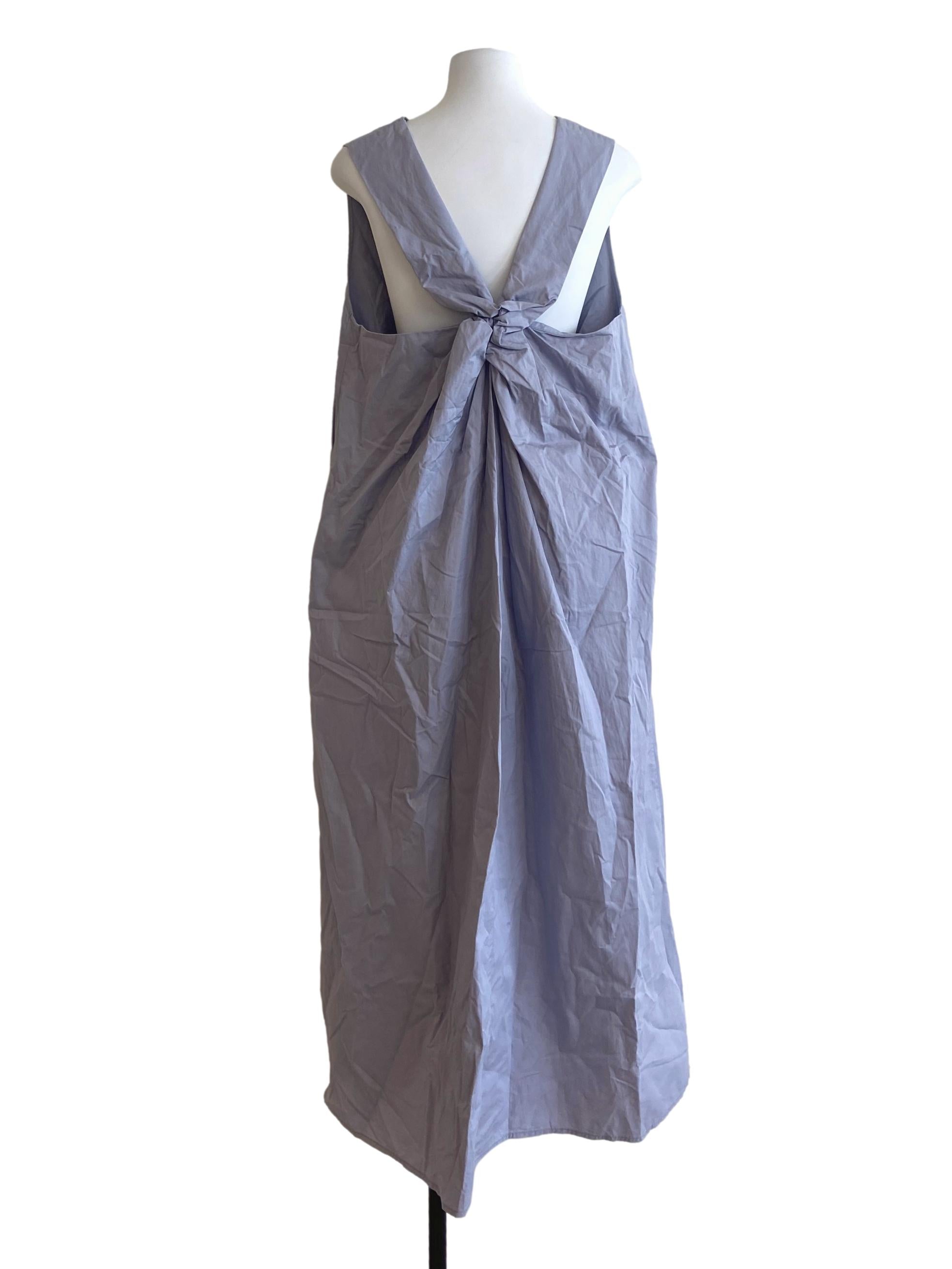 Purple Twill V Neck Empire Dress
