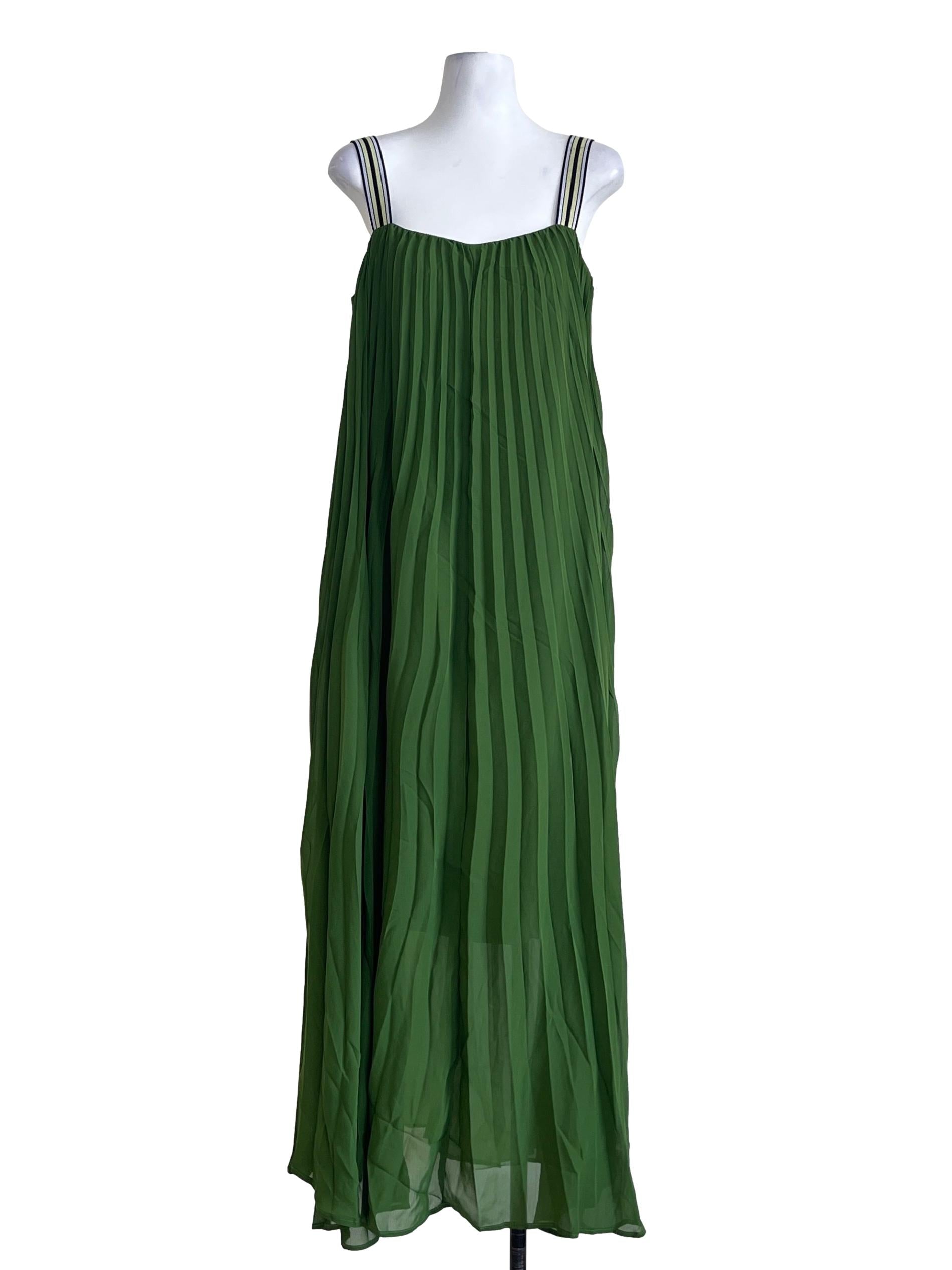 Parakeet Green Pleated Maxi Dress