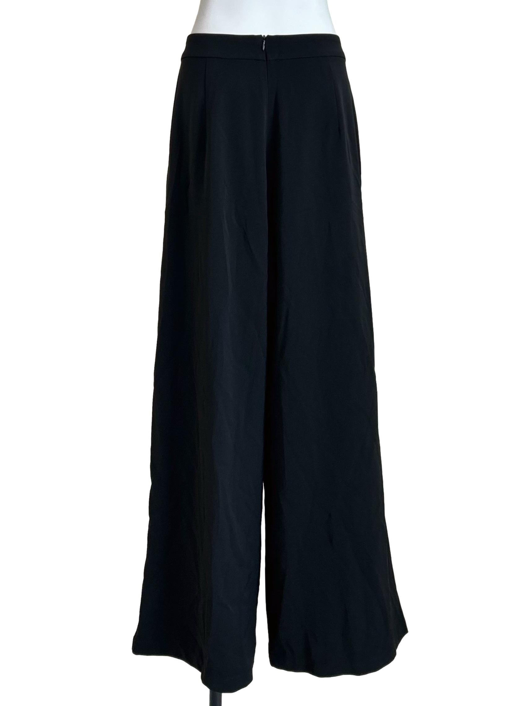 Black Flowy Wide Leg Trousers