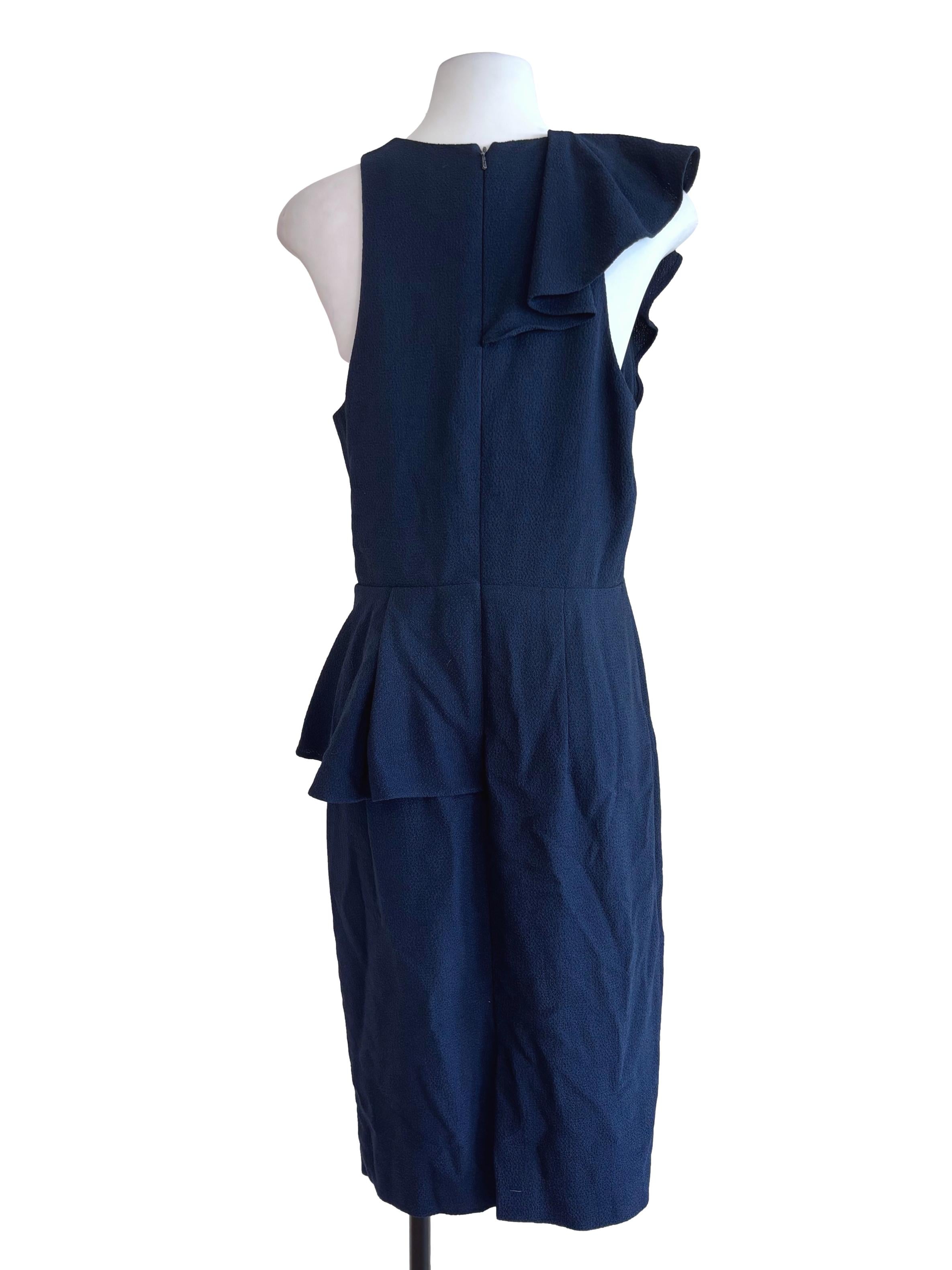 Navy Blue Ruffle A-Line Dress