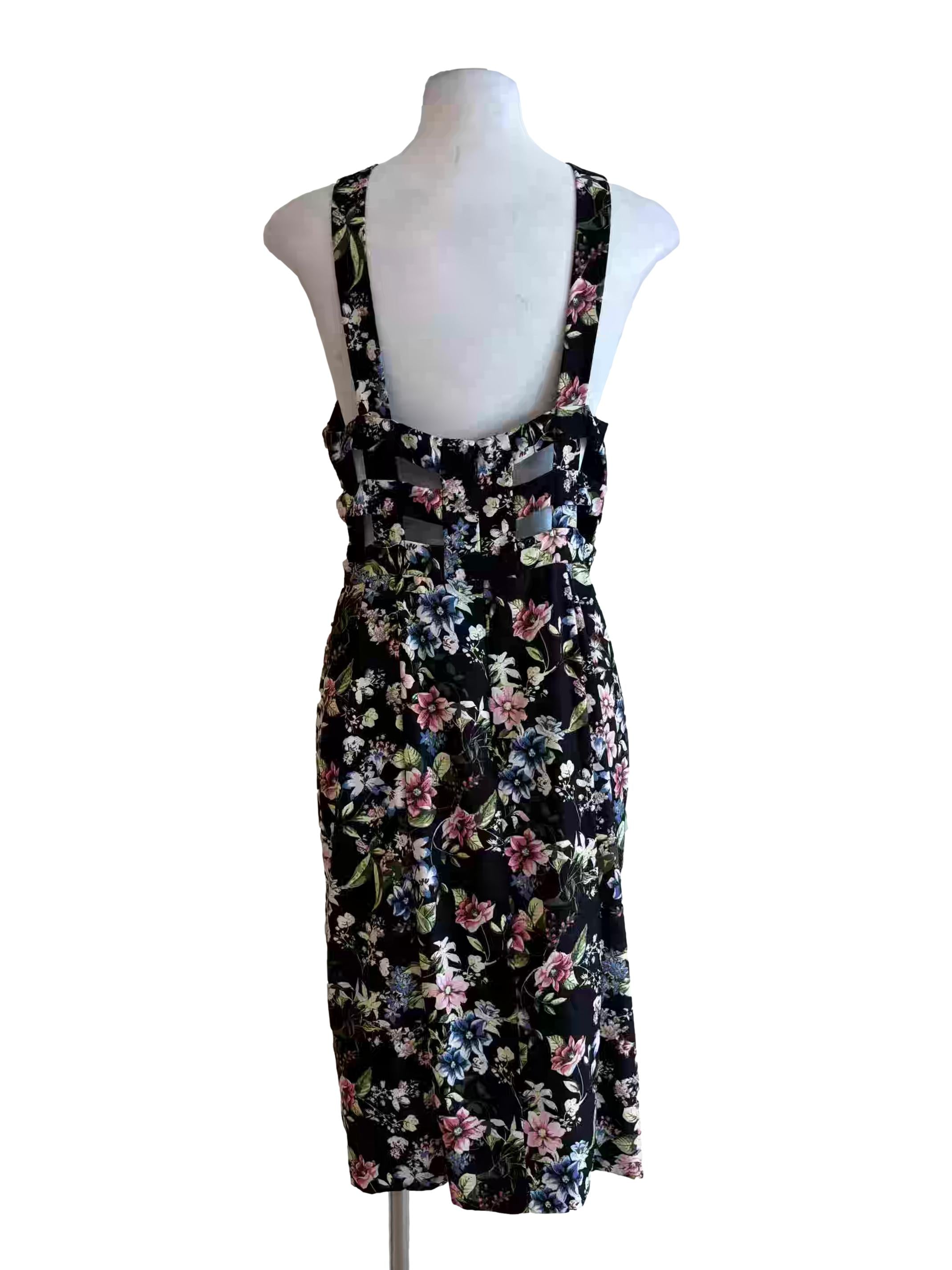 Black Floral Halter Pencil Dress
