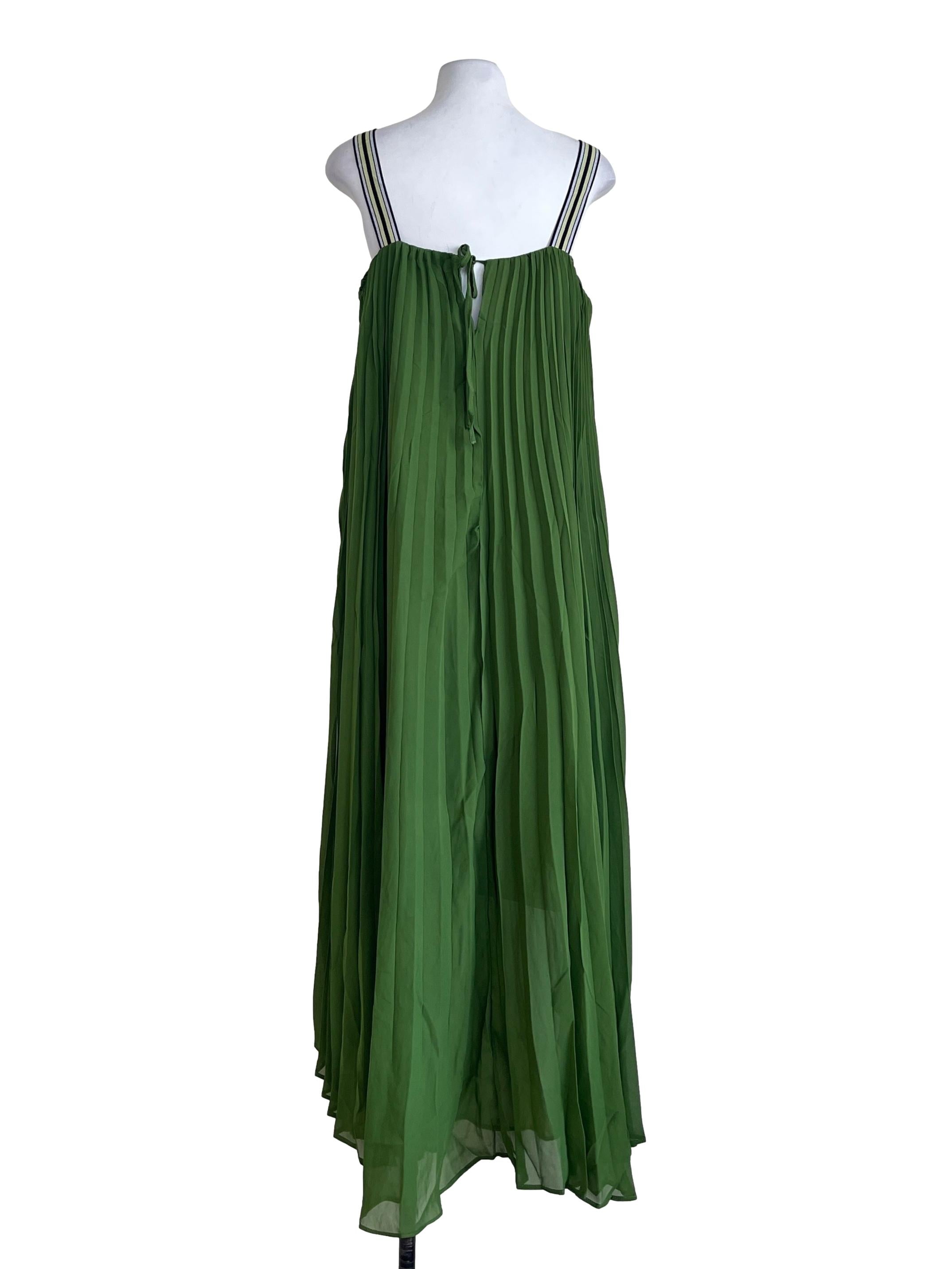 Parakeet Green Pleated Maxi Dress
