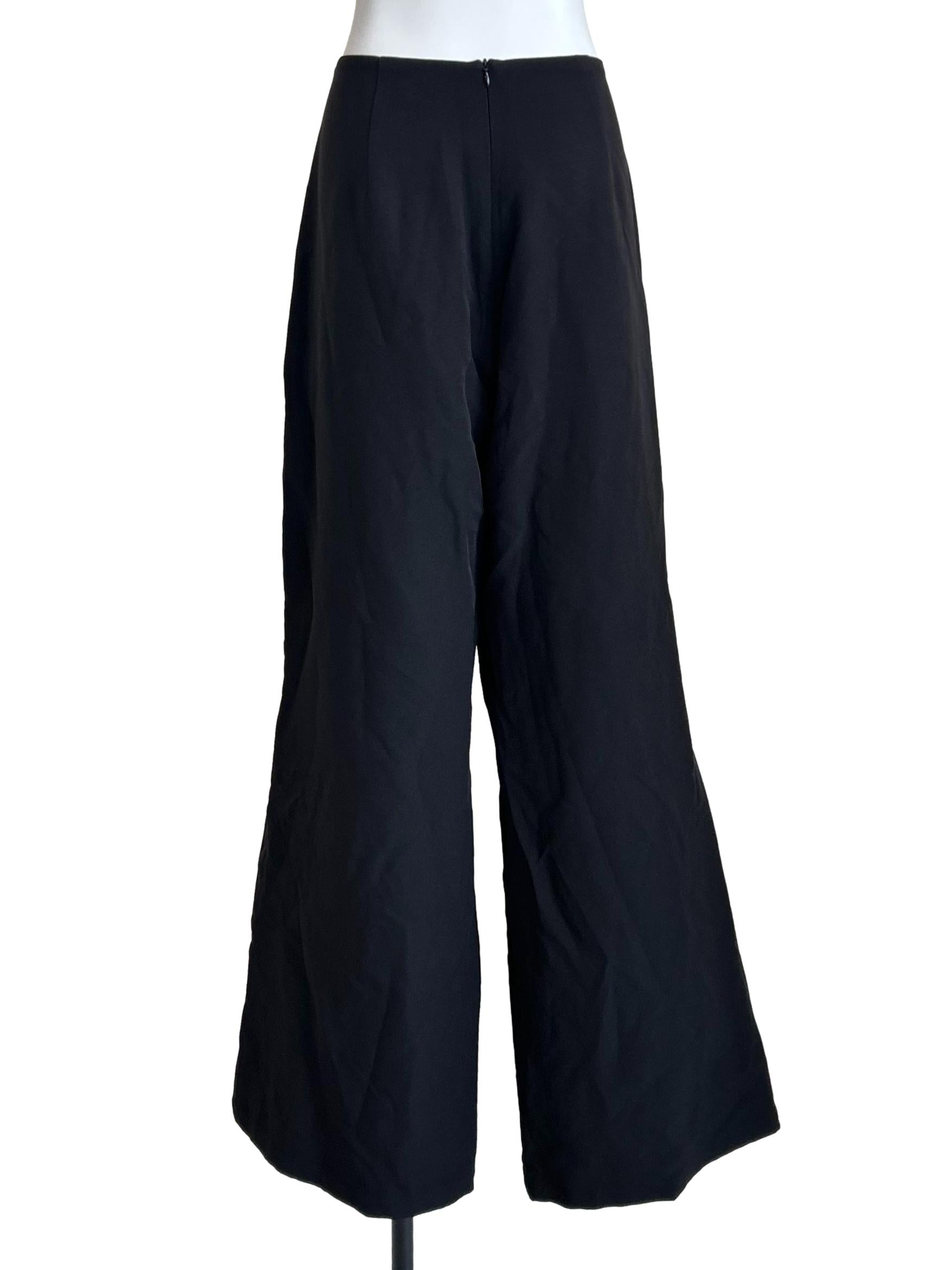 Black Structured Wide Leg Trousers