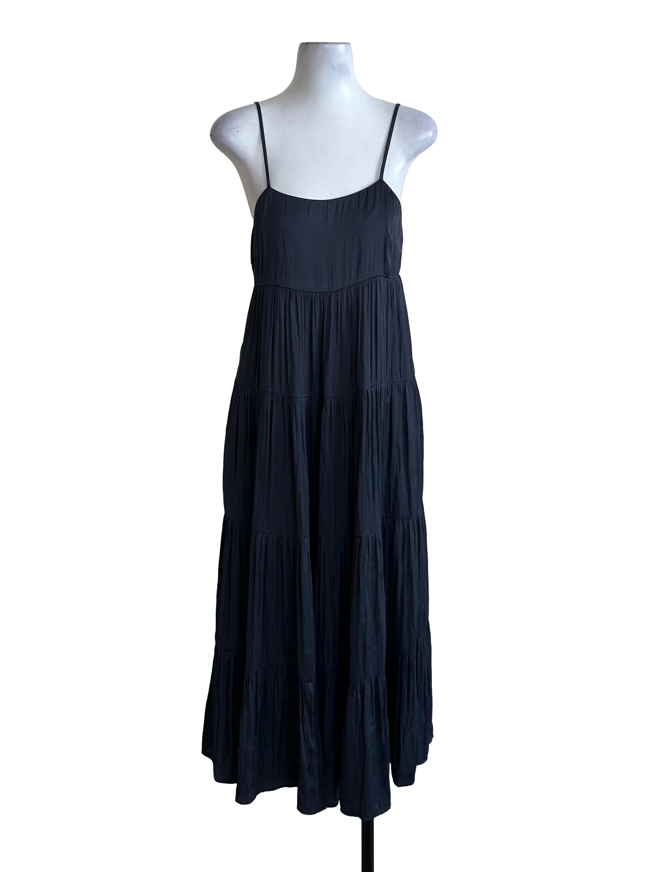 Charcoal Grey Spaghetti Strap Tiered Dress