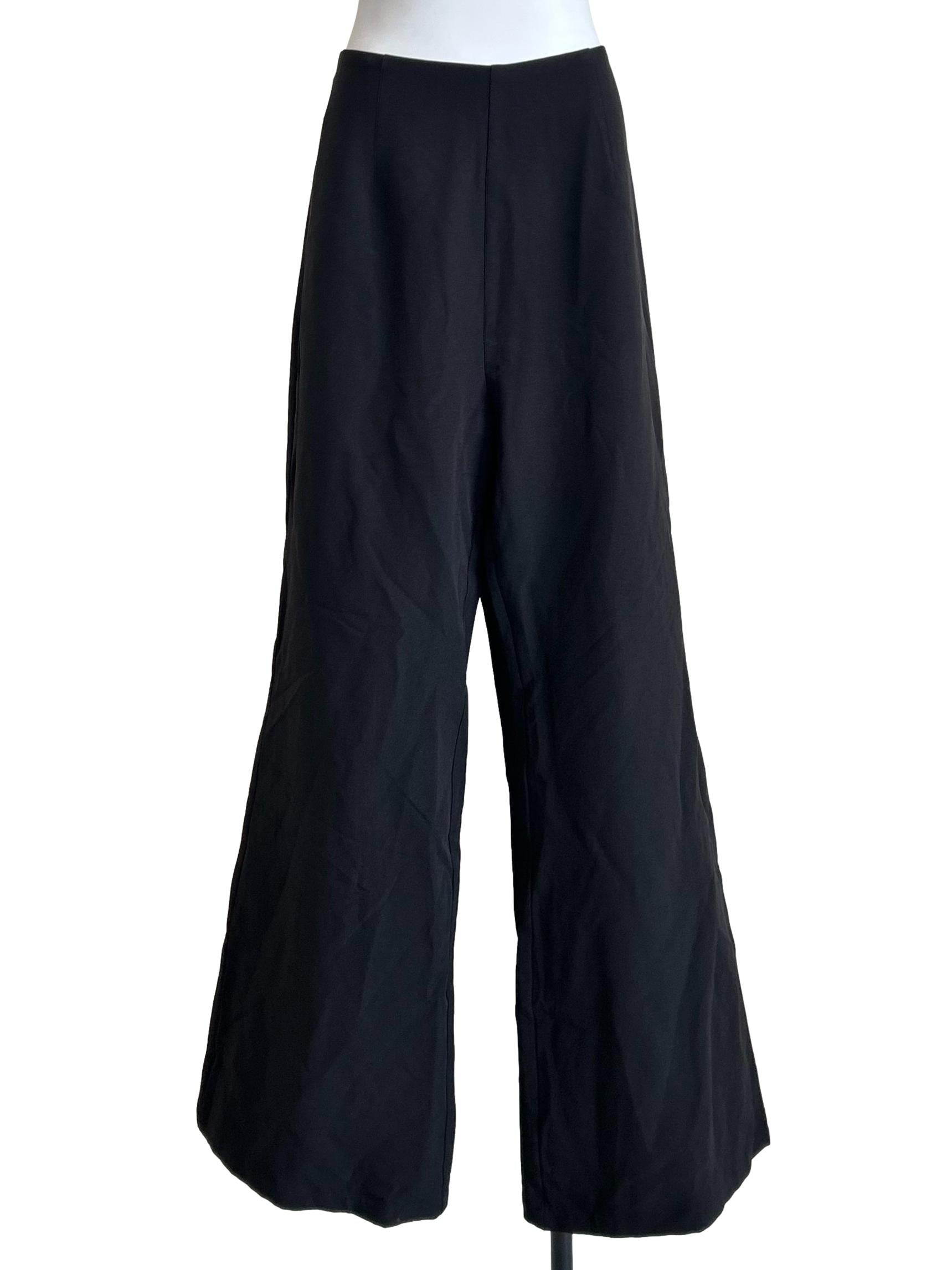 Black Structured Wide Leg Trousers