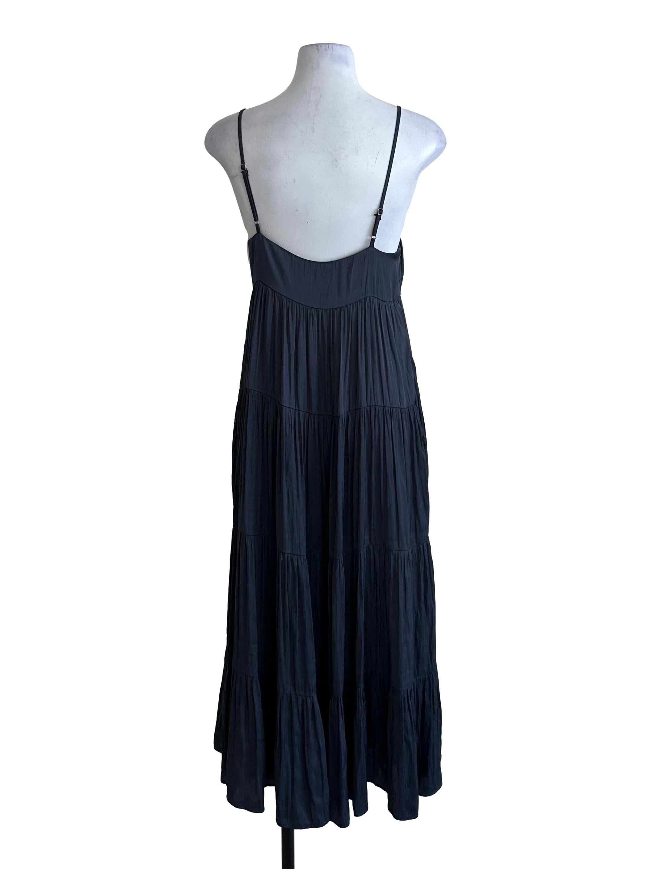 Charcoal Grey Spaghetti Strap Tiered Dress