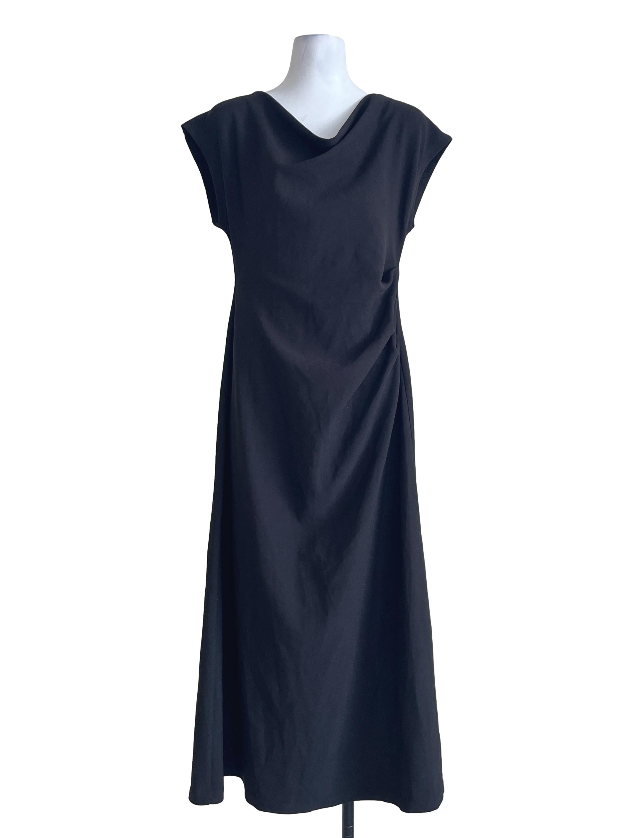 Ink Black Cowl Sleeveless Slip Dress