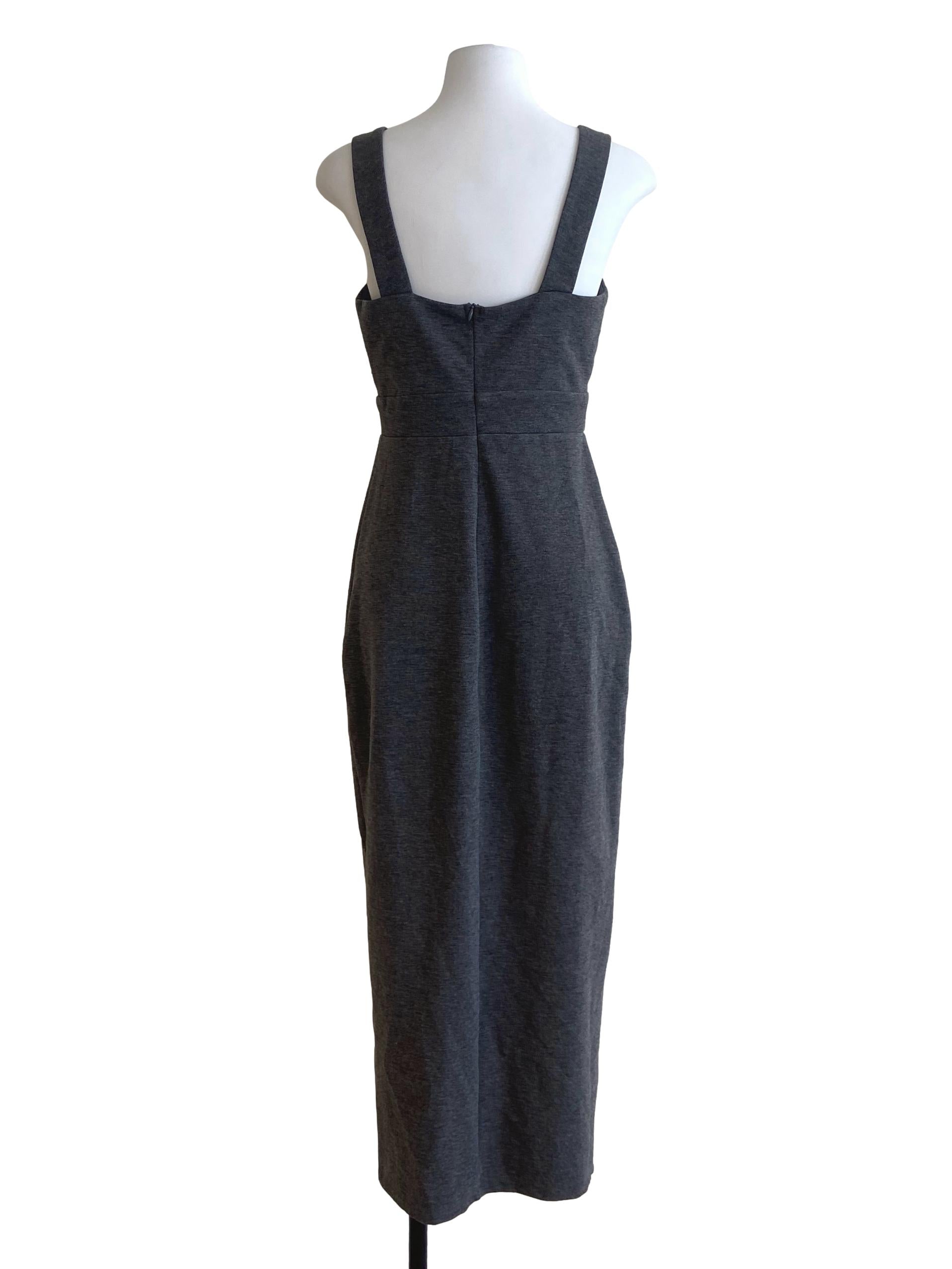 Smoke Grey Slit A-Line Dress