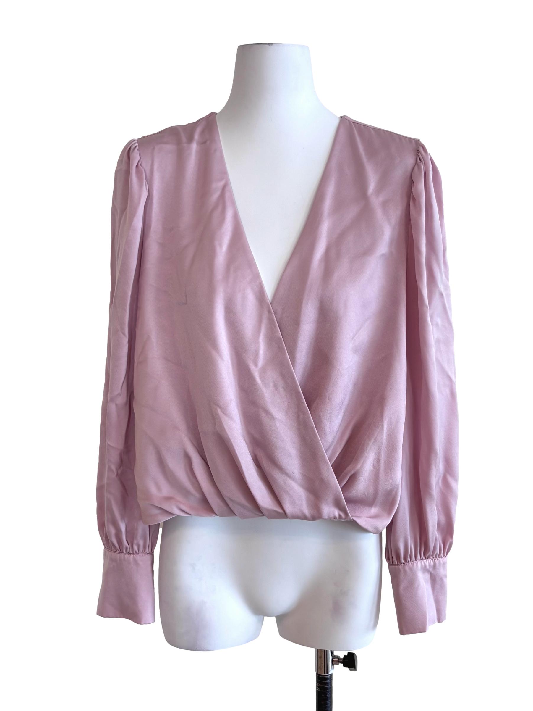 Baby Pink Satin Empire Blouse