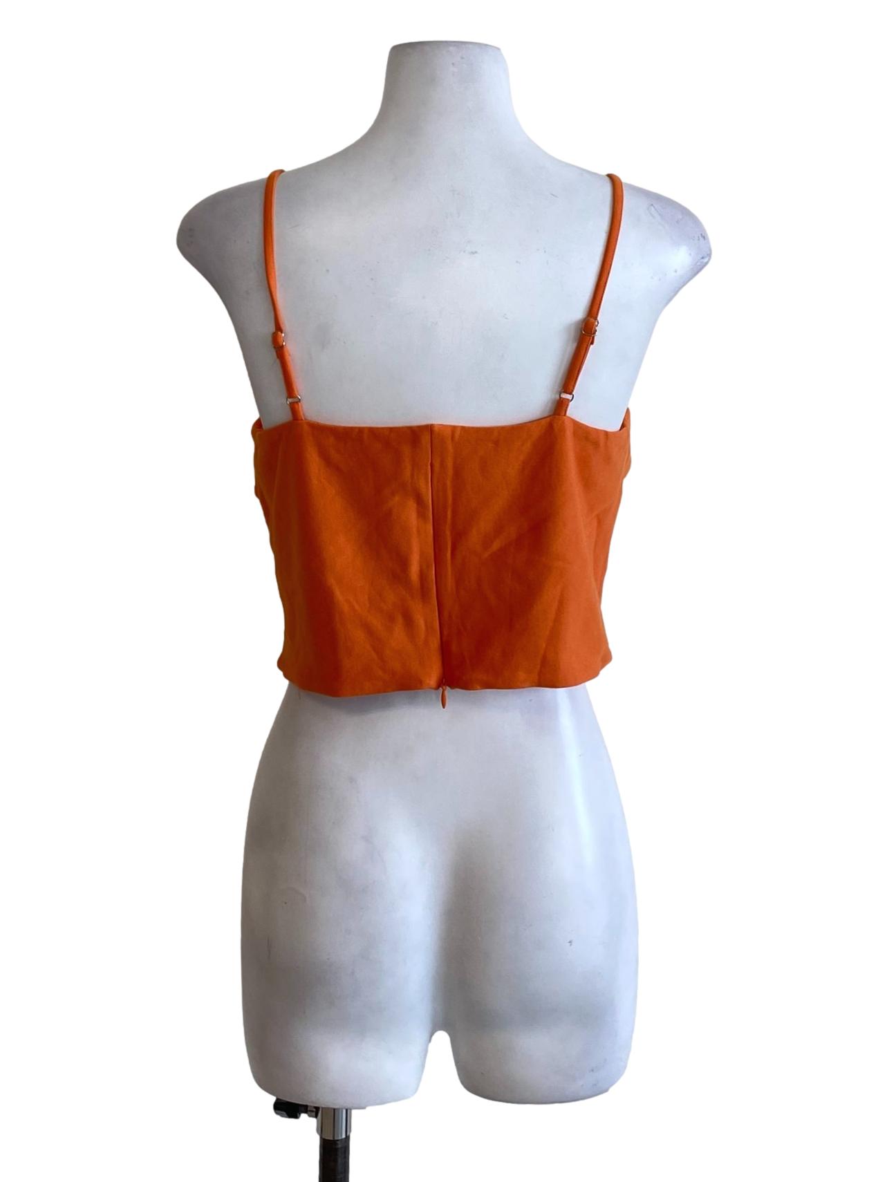 Squash Orange Square Neck Waisted Cropped Top