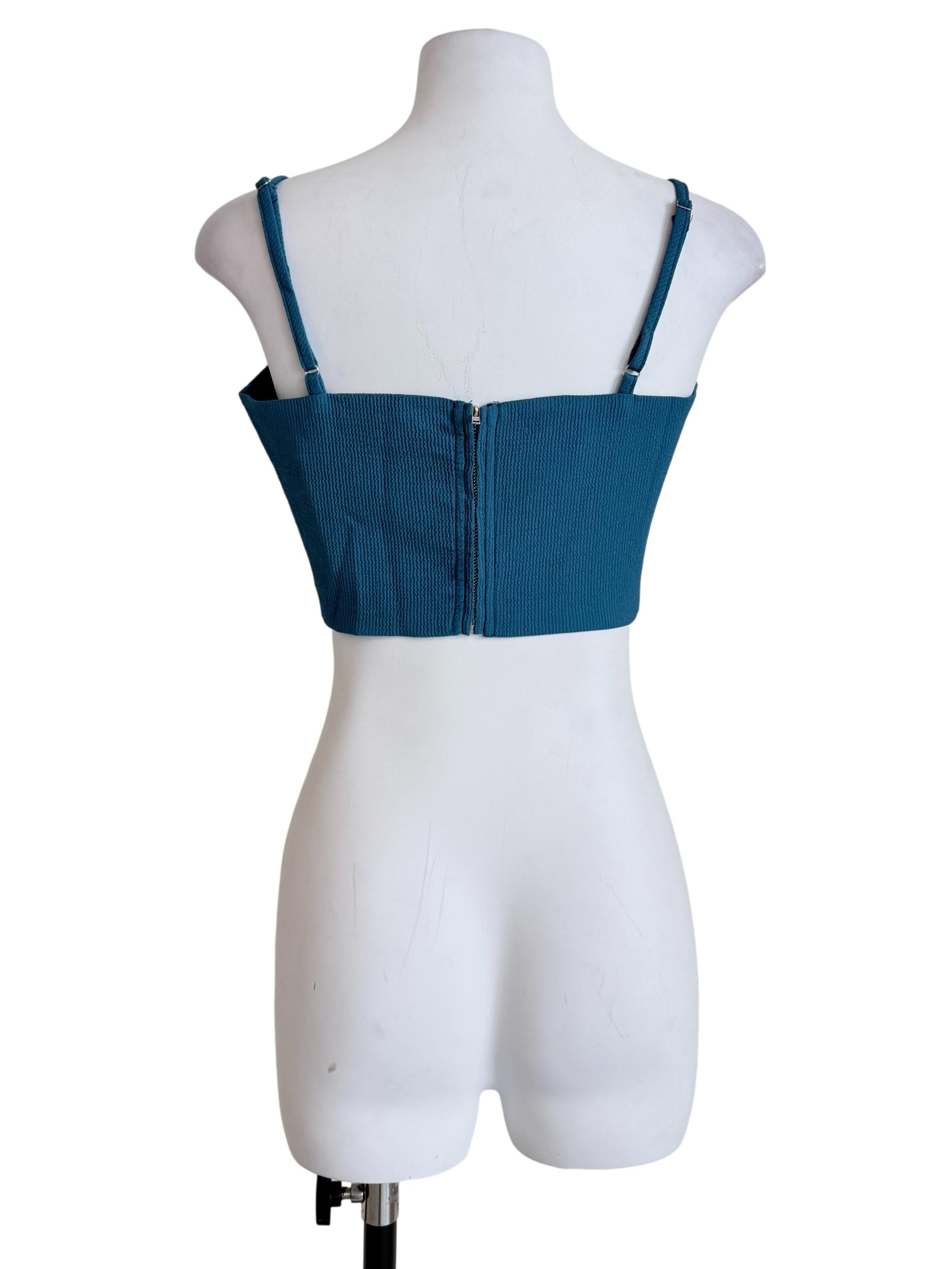Blue Baxley Textured Basic Crop Top