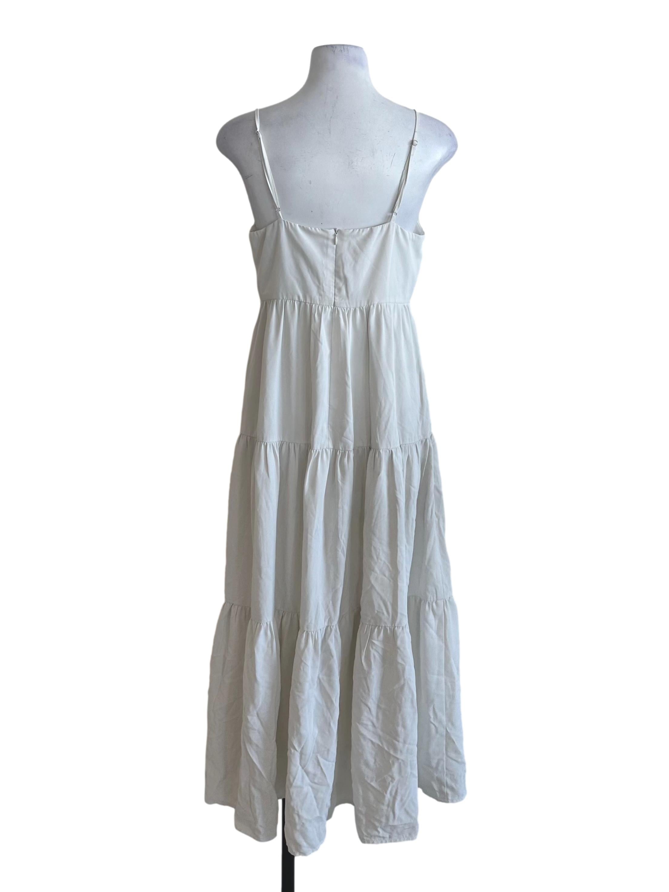 Ash White V Neck Tiered Dress
