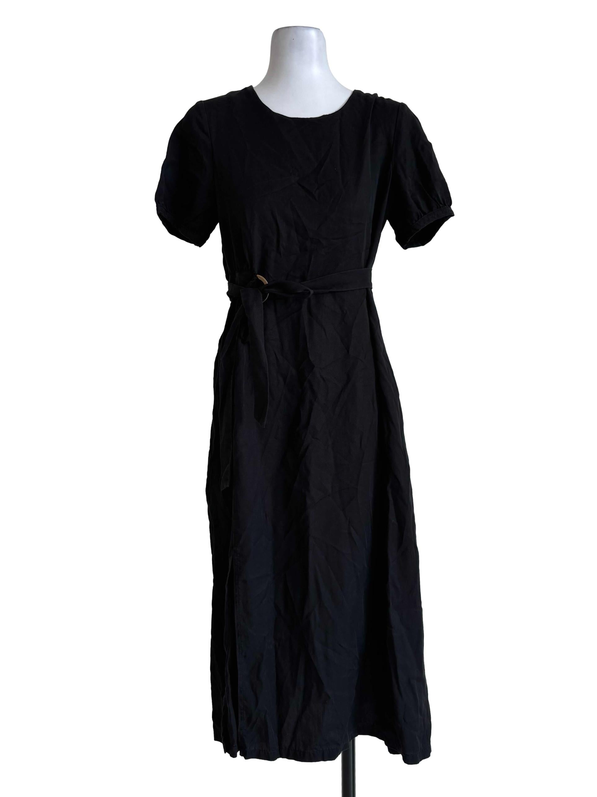 Pewter Black Round Neck With Belt Dress