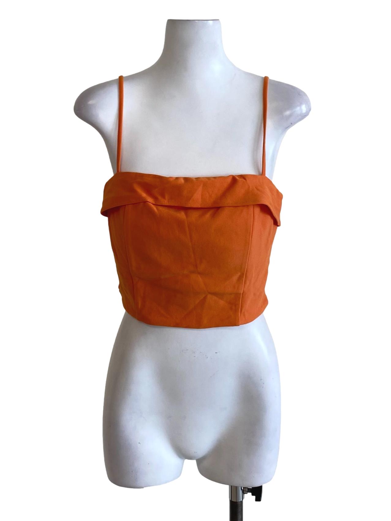 Squash Orange Square Neck Waisted Cropped Top
