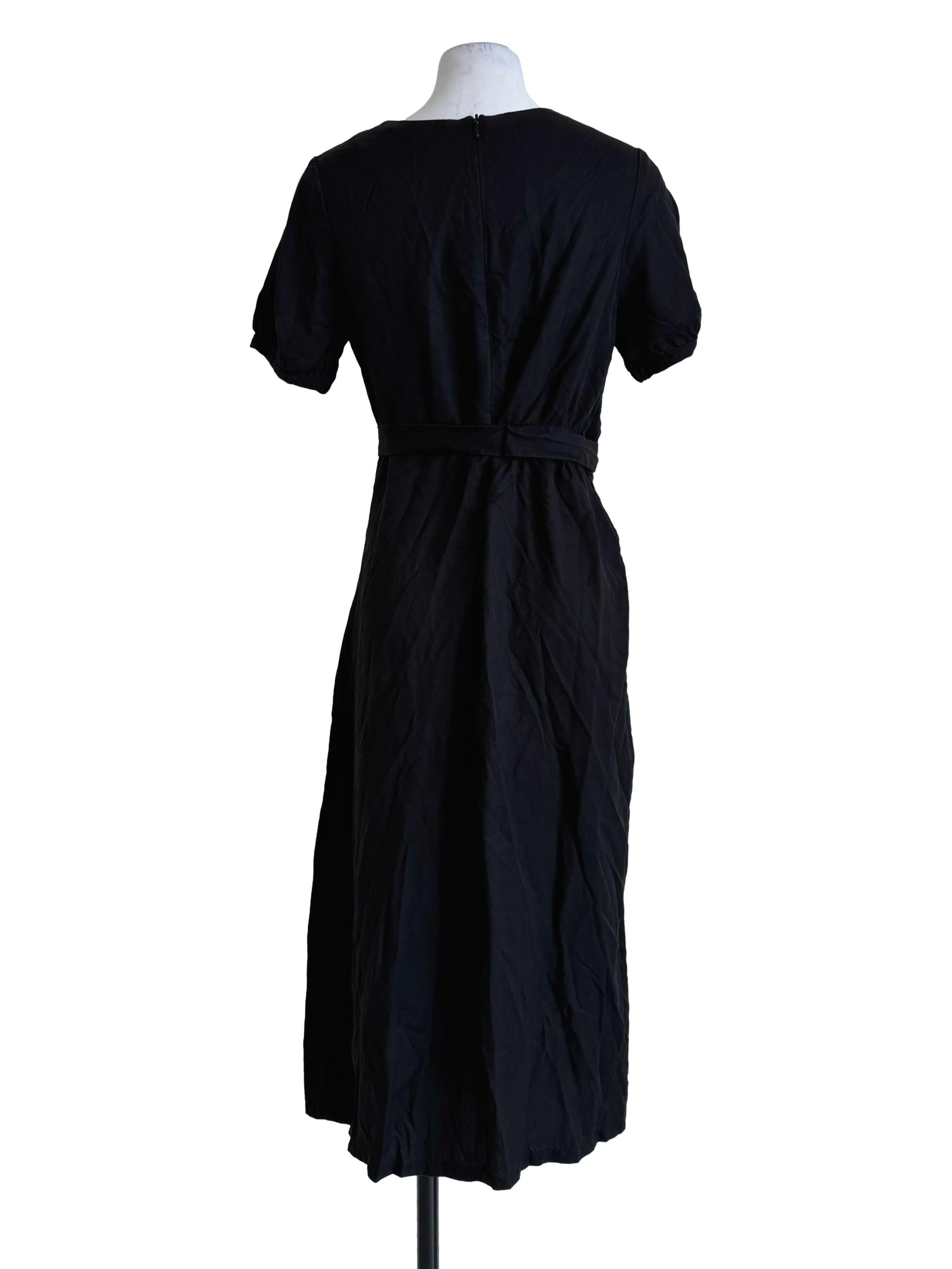 Pewter Black Round Neck With Belt Dress