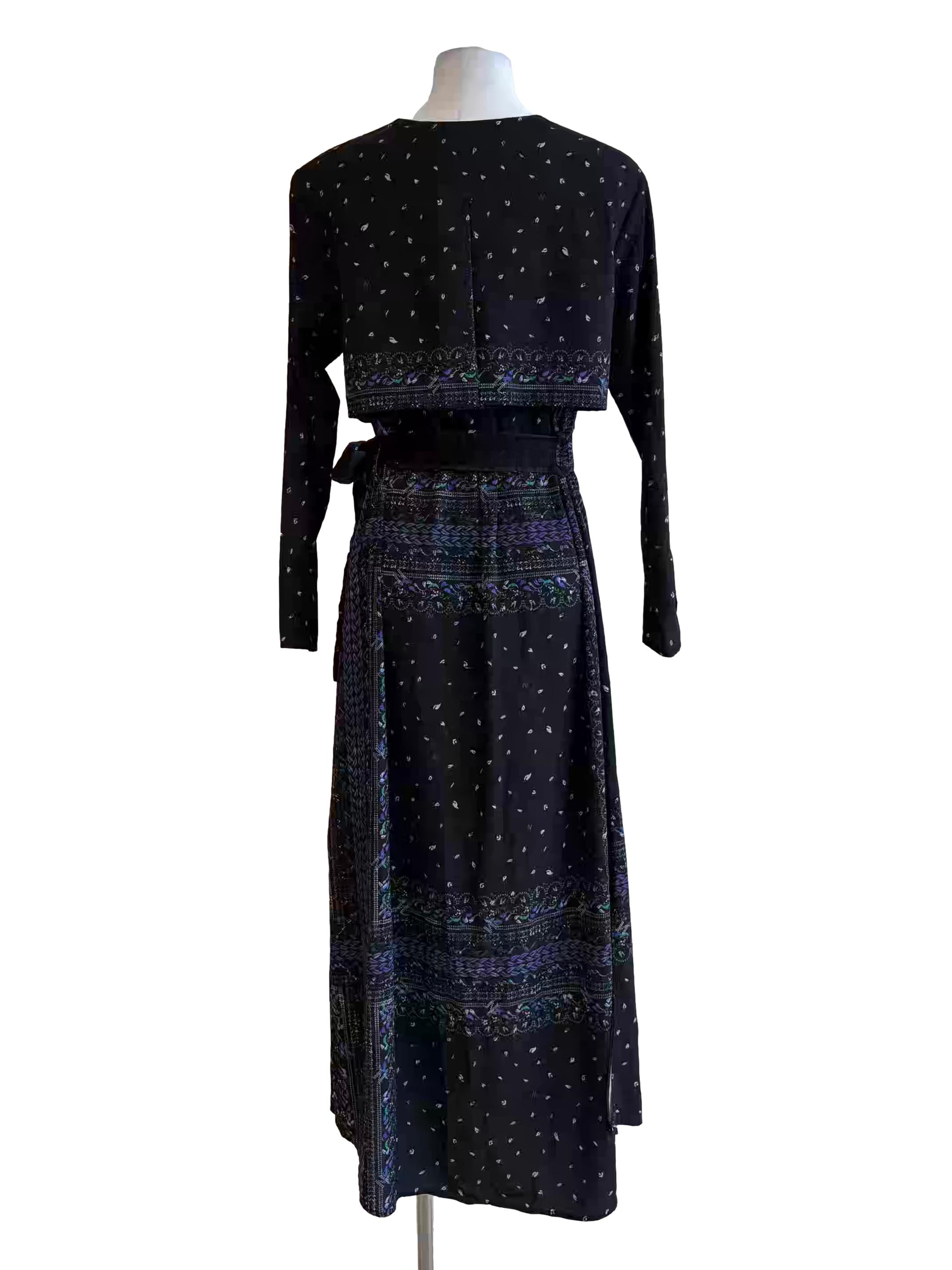 Jet Black Long Sleeve Patterned Shirt Dress