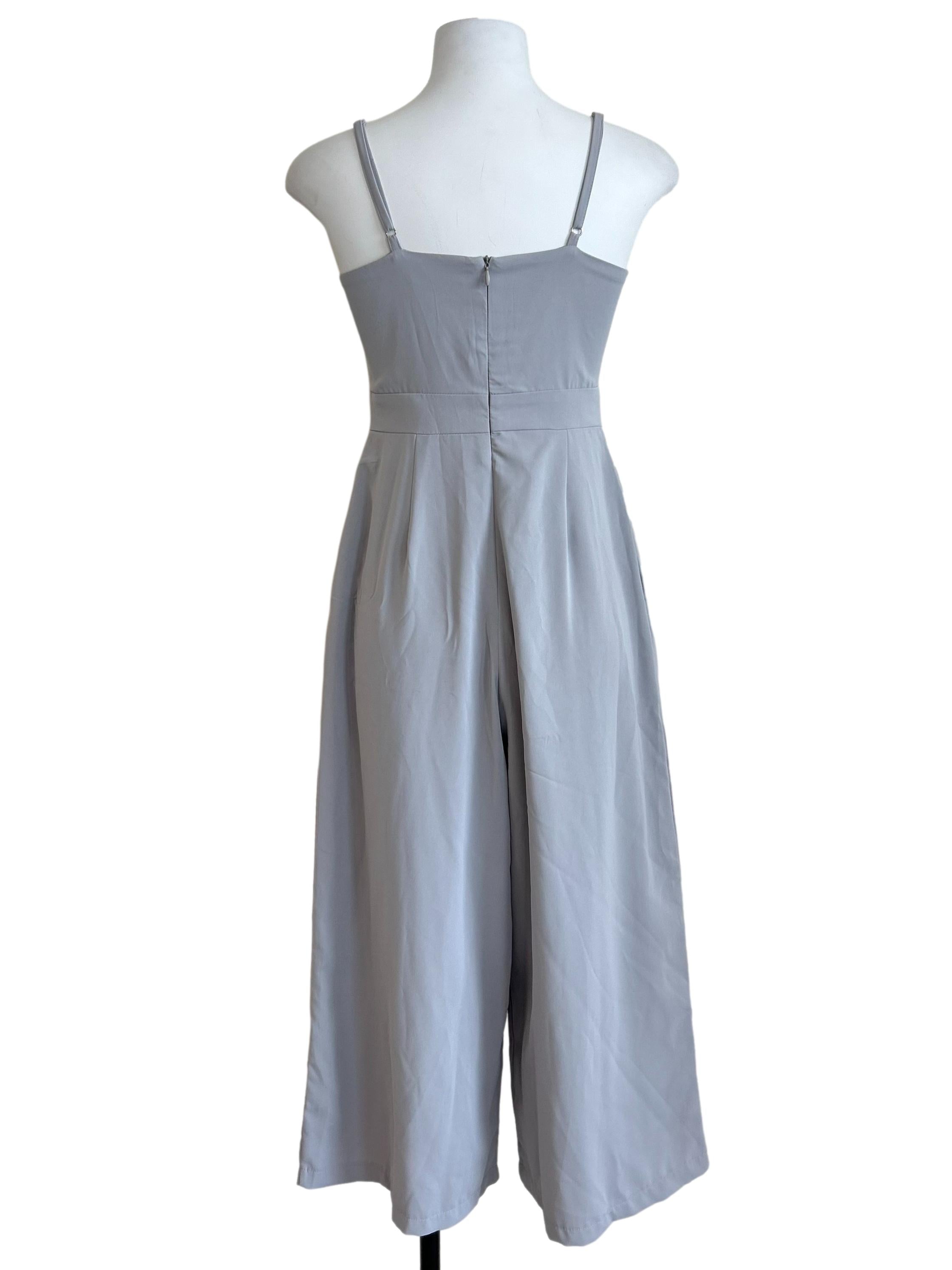 Silver Grey Twist Front Cutout Jumpsuit