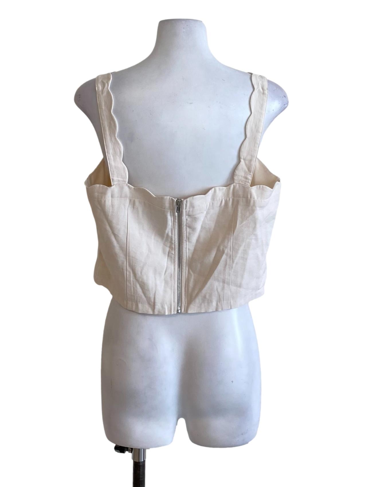 Cream White Ruffle Square Neck Cropped Top