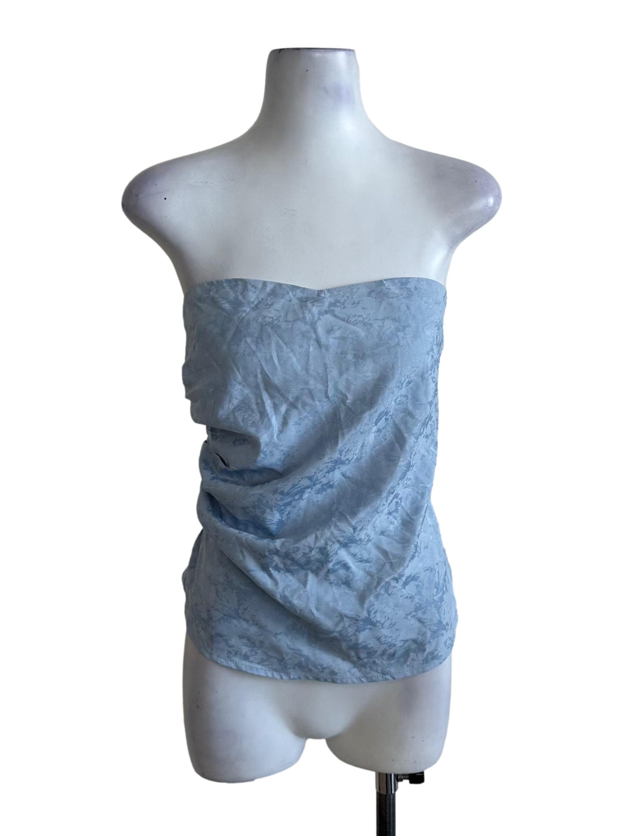 Light Blue Pattern Drape Tube Top TTR