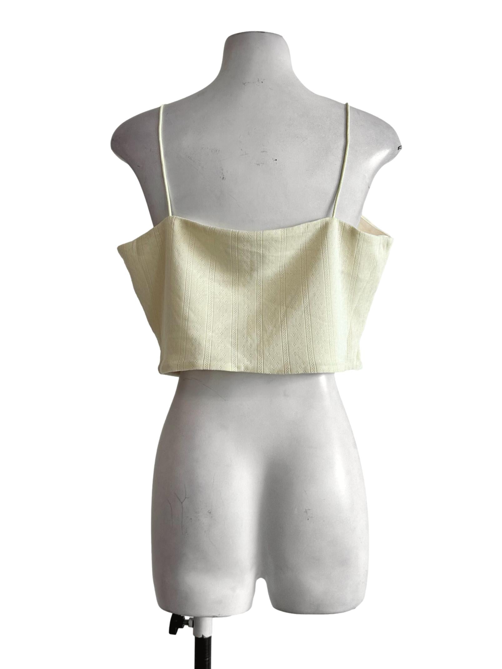 Blonde Yellow Embroidered Pattern Sleeveless Top