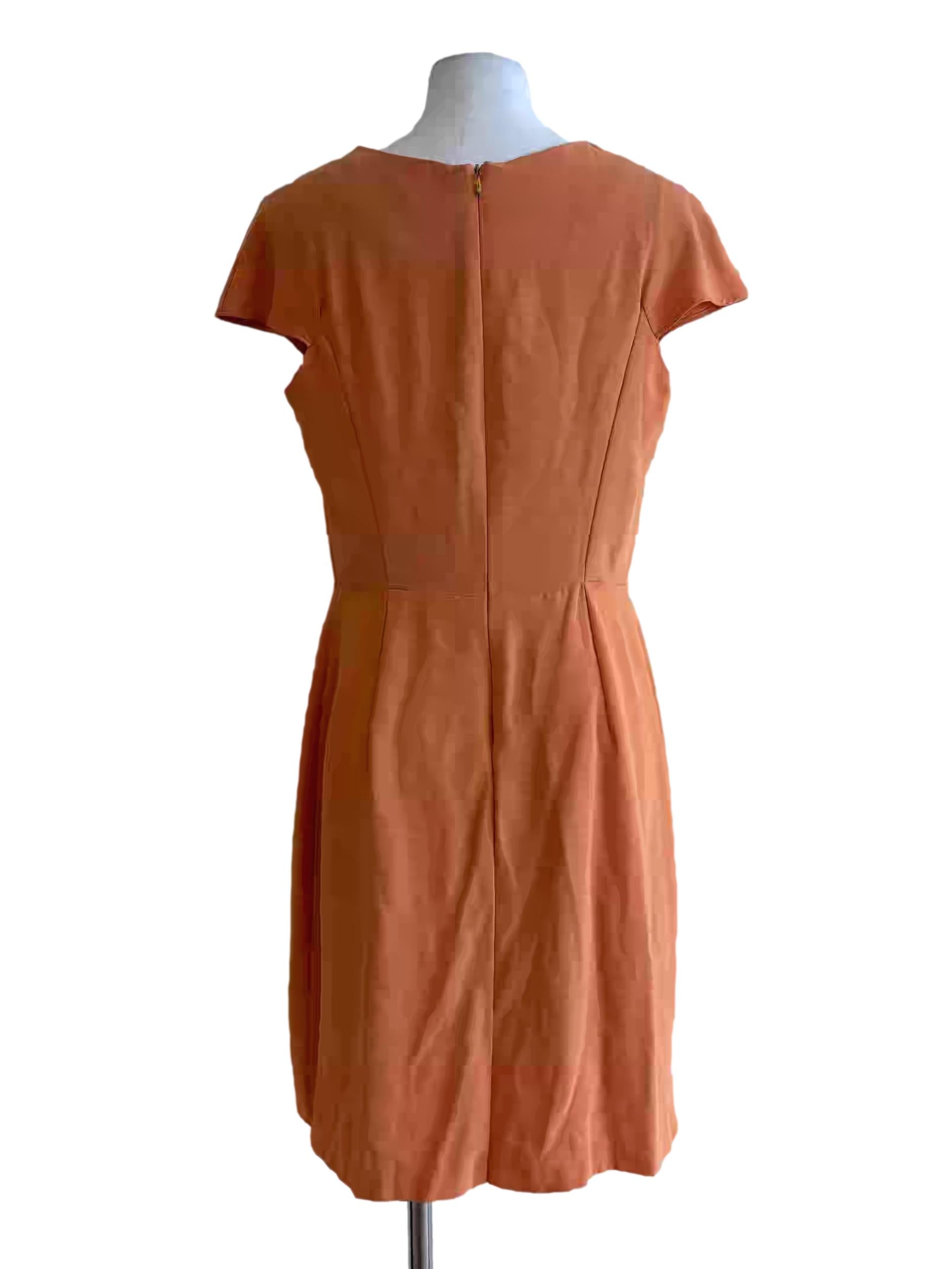 Mandarin Orange Short Sleeve Ruffle Dress
