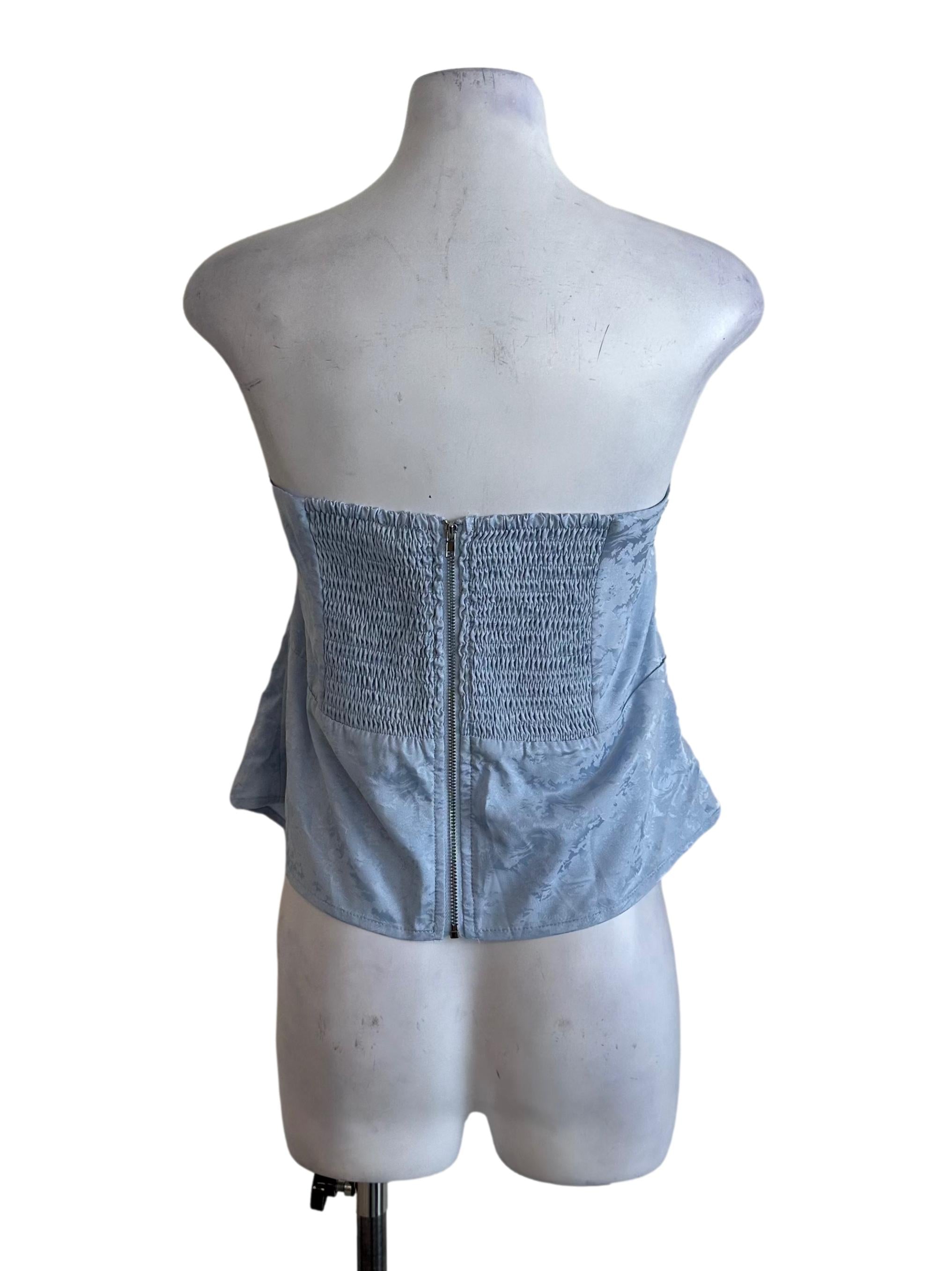 Light Blue Pattern Drape Tube Top TTR