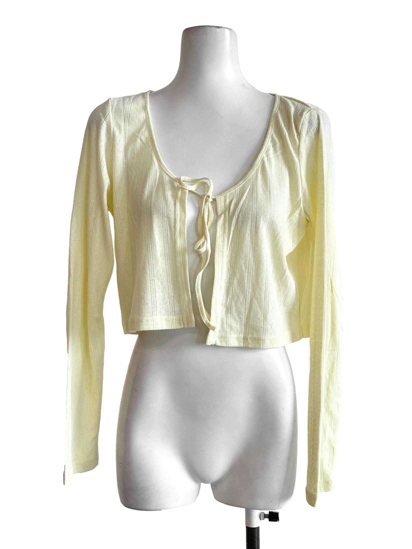 Blonde Yellow Embroidered Pattern Cardigan